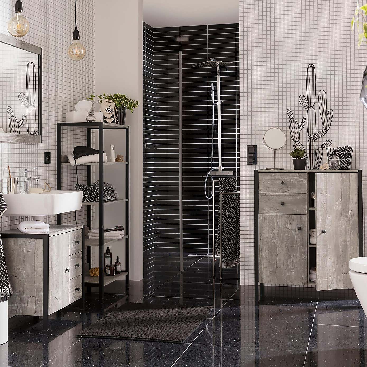 Colton Shelving Unit, Concrete Effect