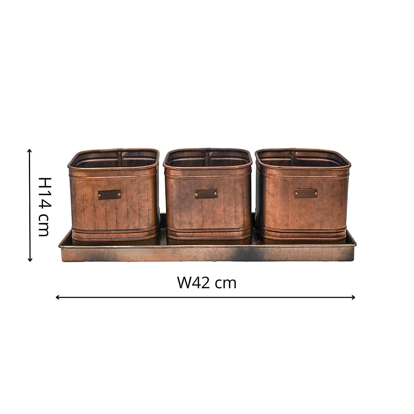 Set of 3 Herb Hampton Outdoor Planters with Tray