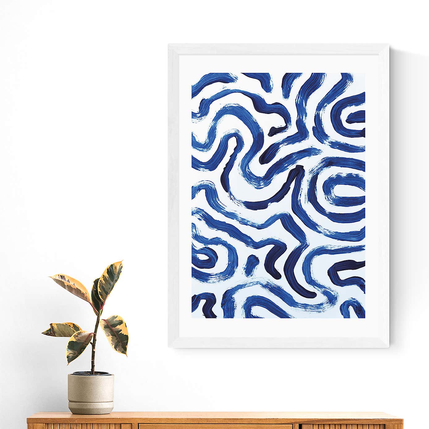 East End Prints Blue Minimal by Dan Hobday Print