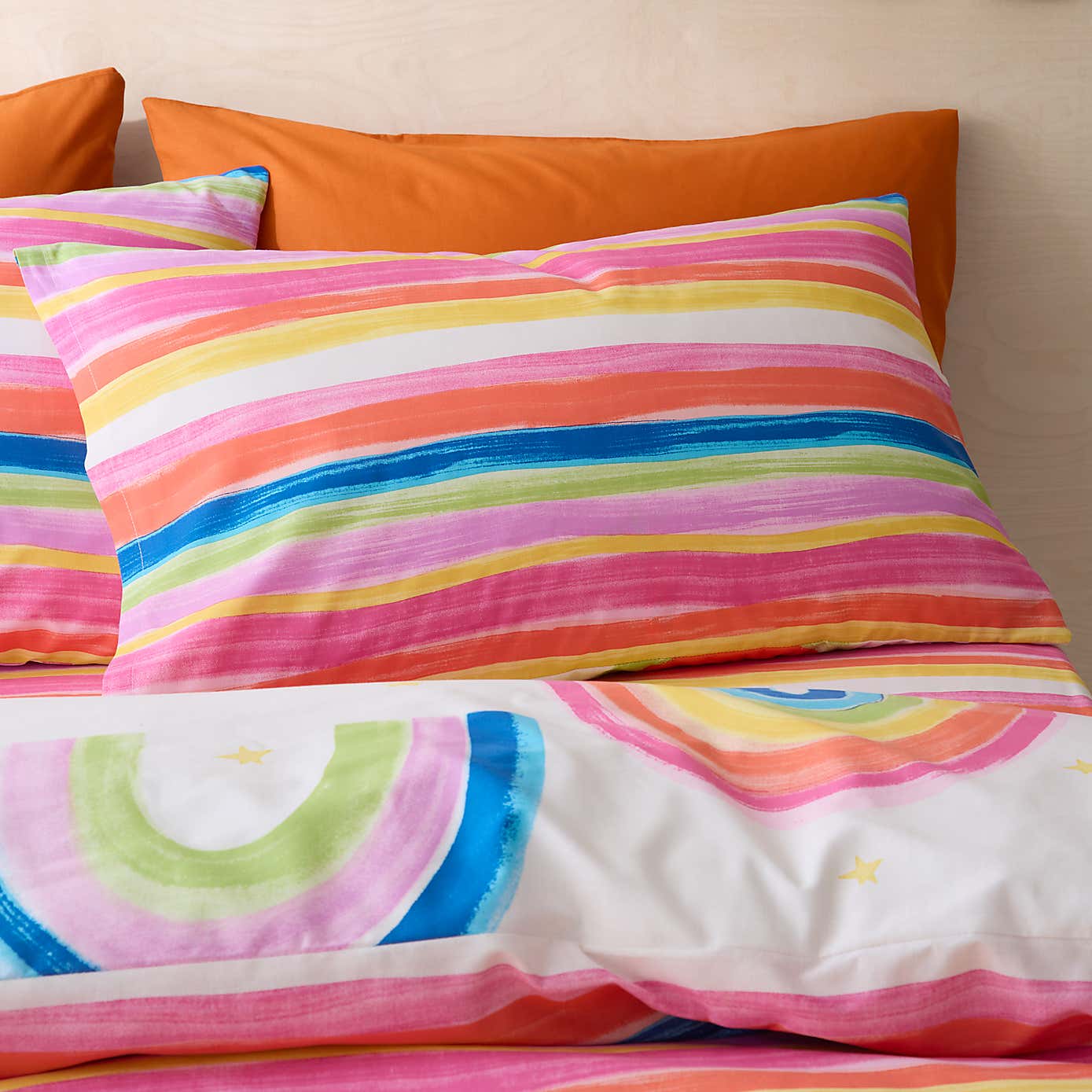 Watercolour Rainbow 100% Cotton Reversible Duvet Cover and Pillowcase Set