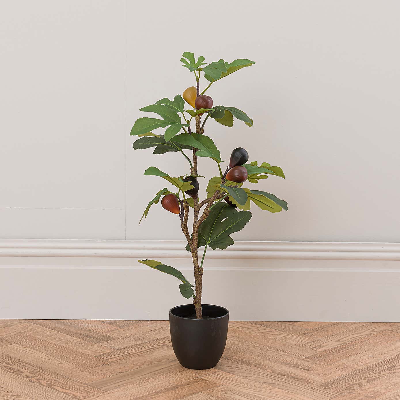 Artificial Fig Tree in Black Cement Plant Pot