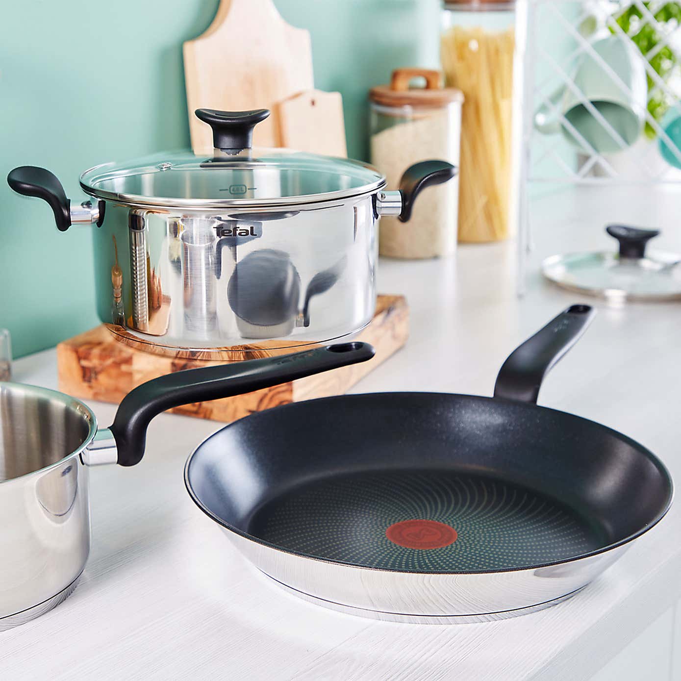 Tefal Primary Non-Stick Stainless Steel Saucepan, 28cm