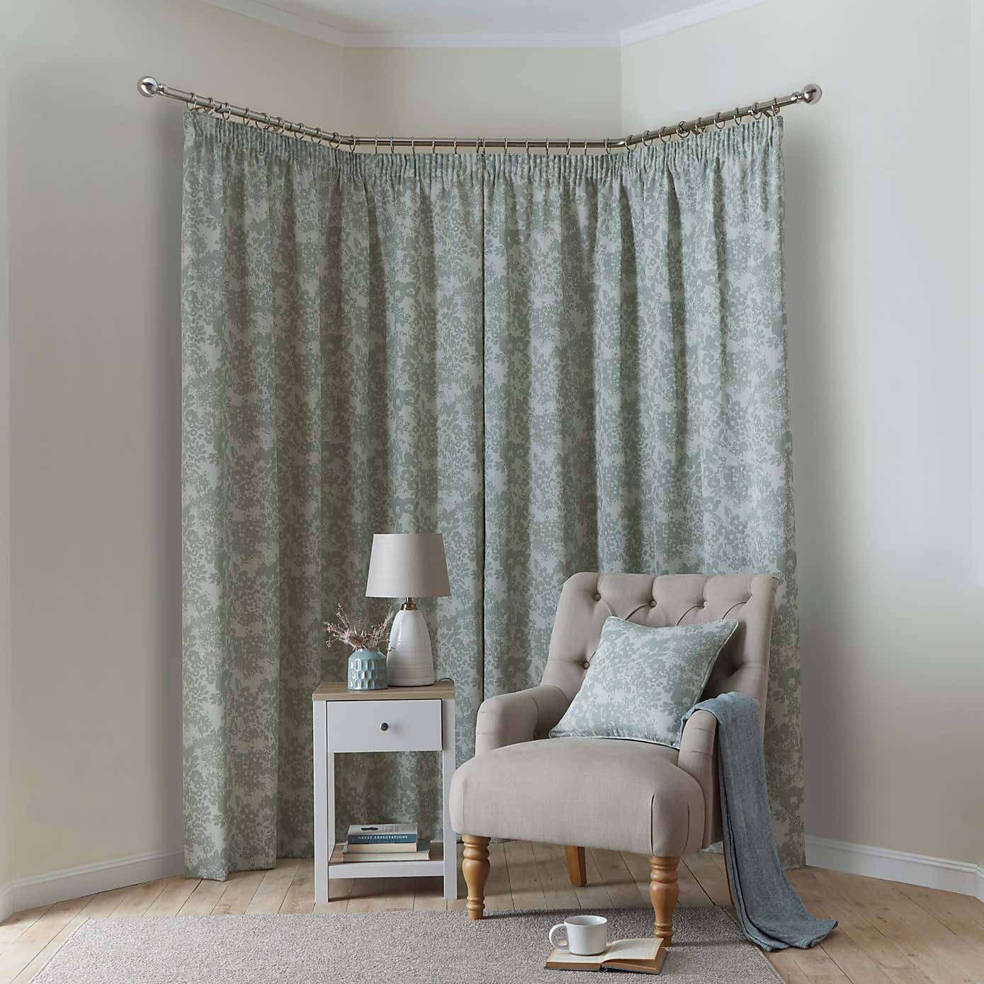 Sofia Floral Pencil Pleat Curtains