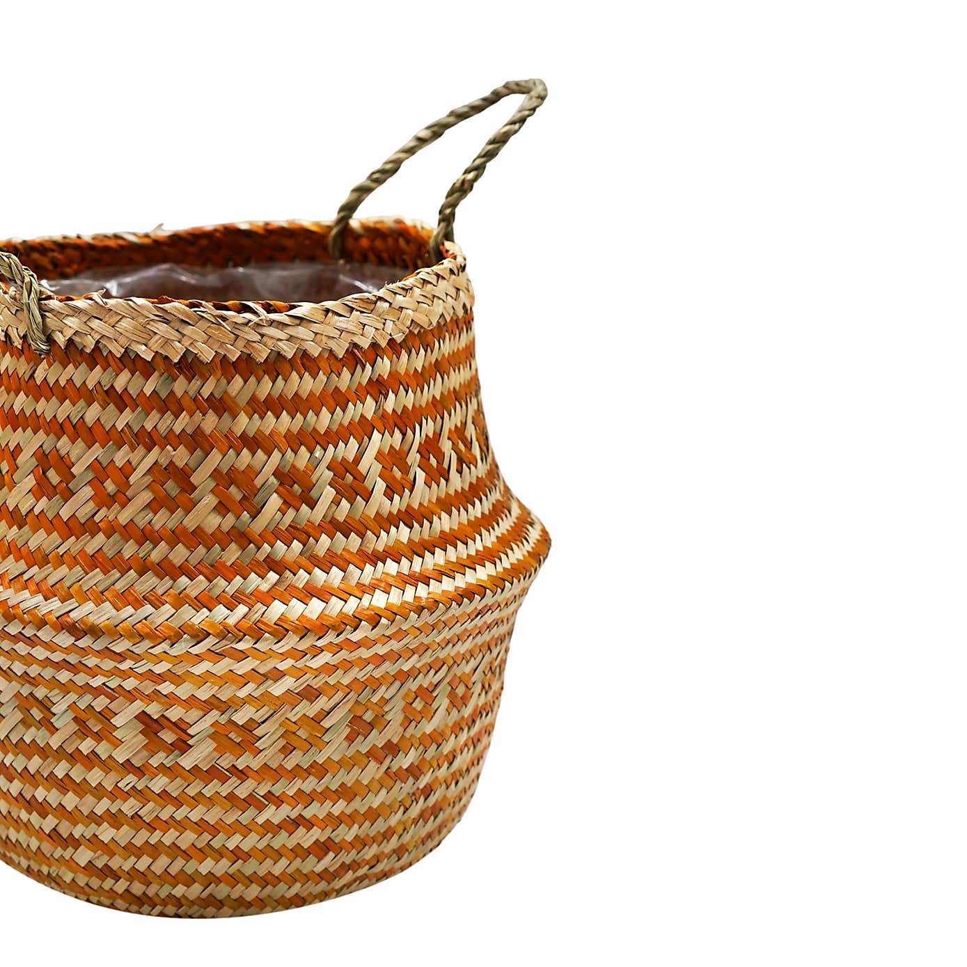 Medium Seagrass Tribal Black Lined Basket