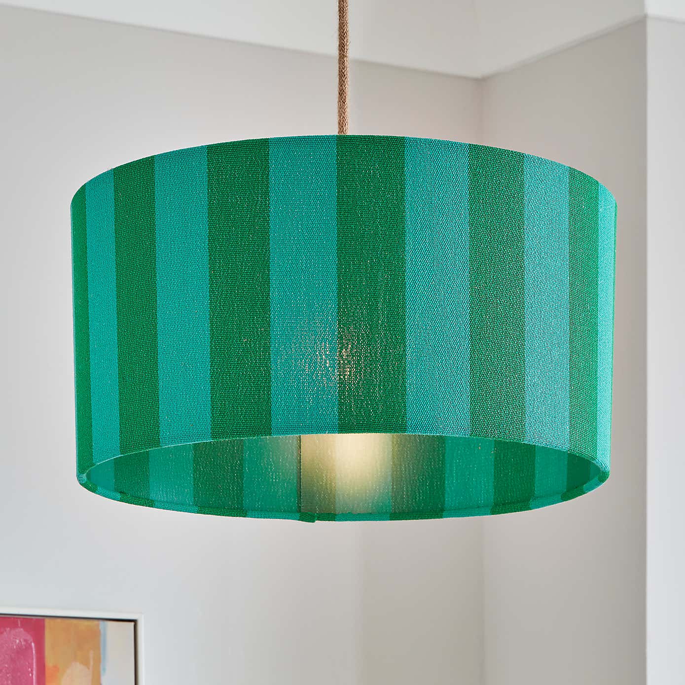 Beatrice Stripe Shallow Drum Lamp Shade