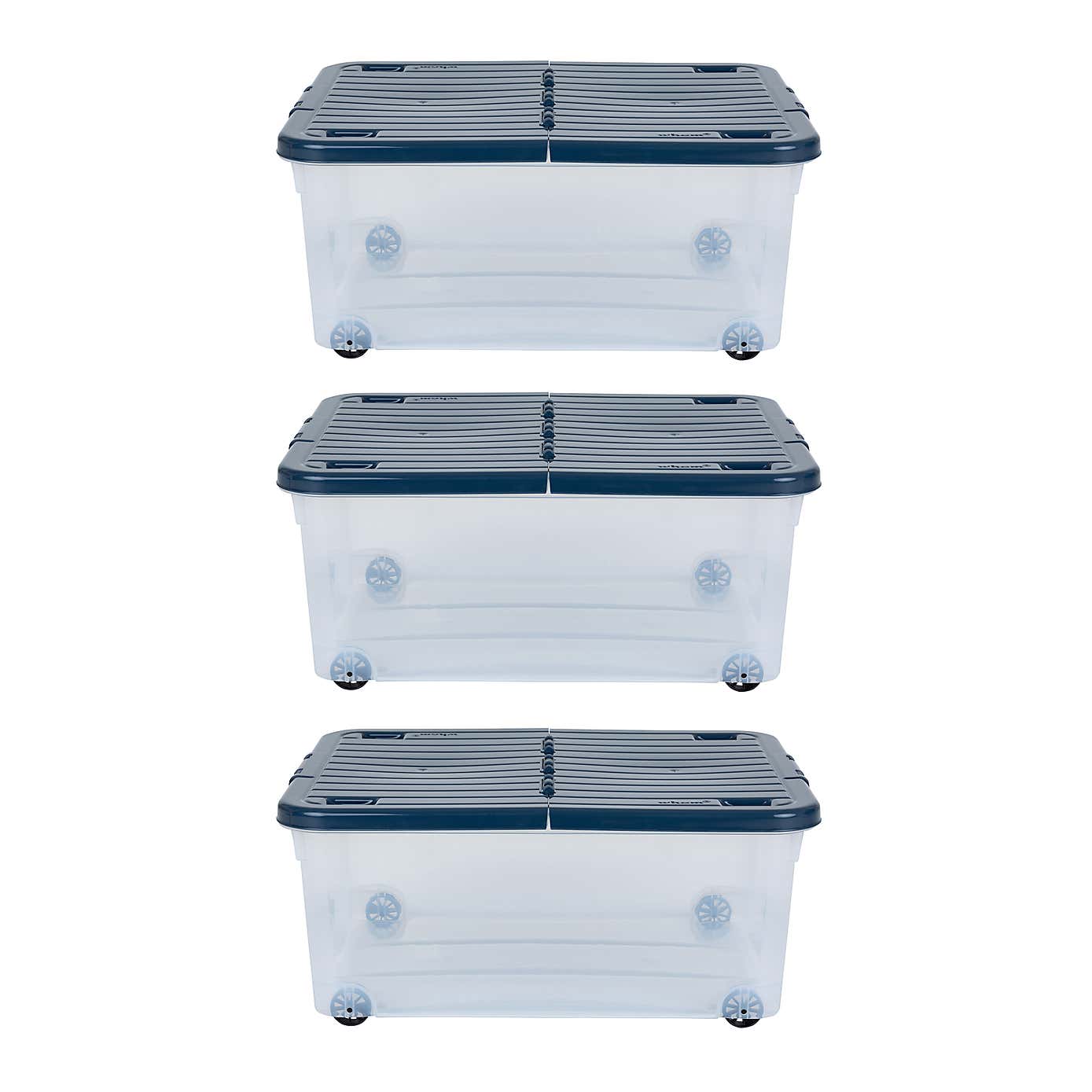Wham Set of 3 Storage Boxes with Wheels & Lid