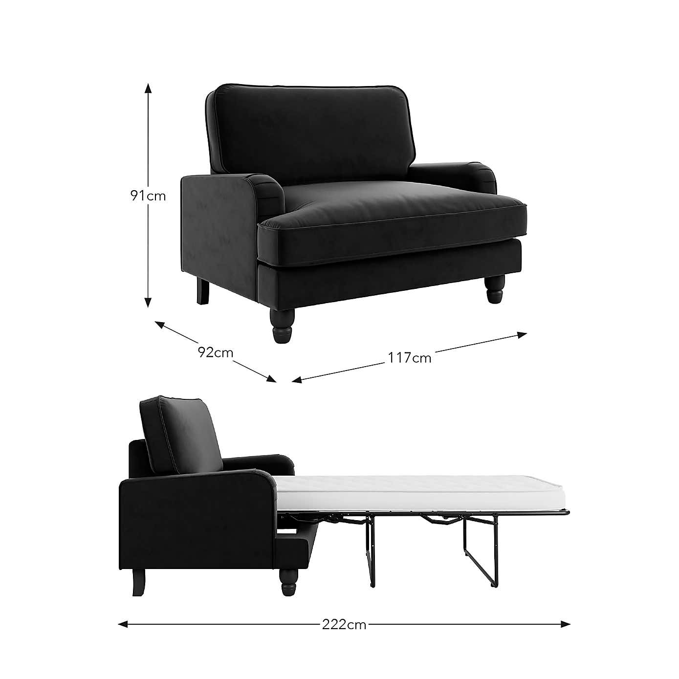 Beatrice Matte Velvet Snuggle Single Sofa Bed