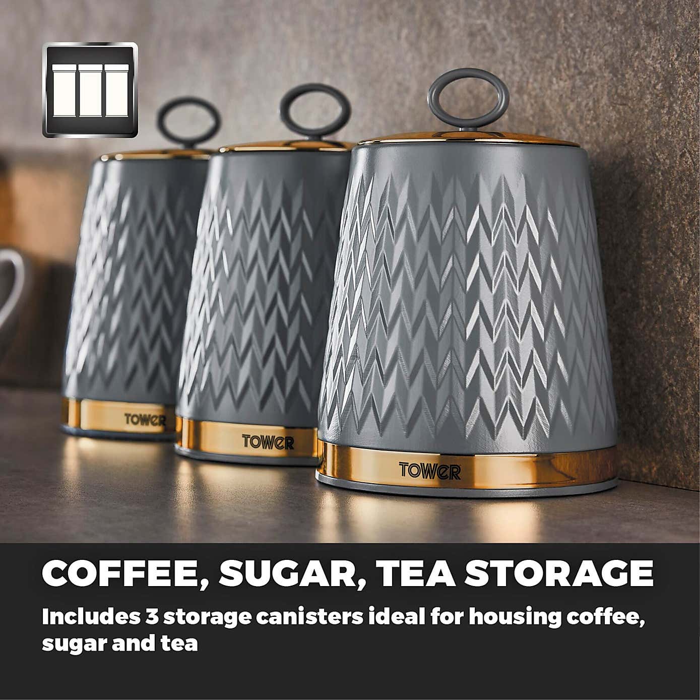 Tower Set of 3 Empire Canisters