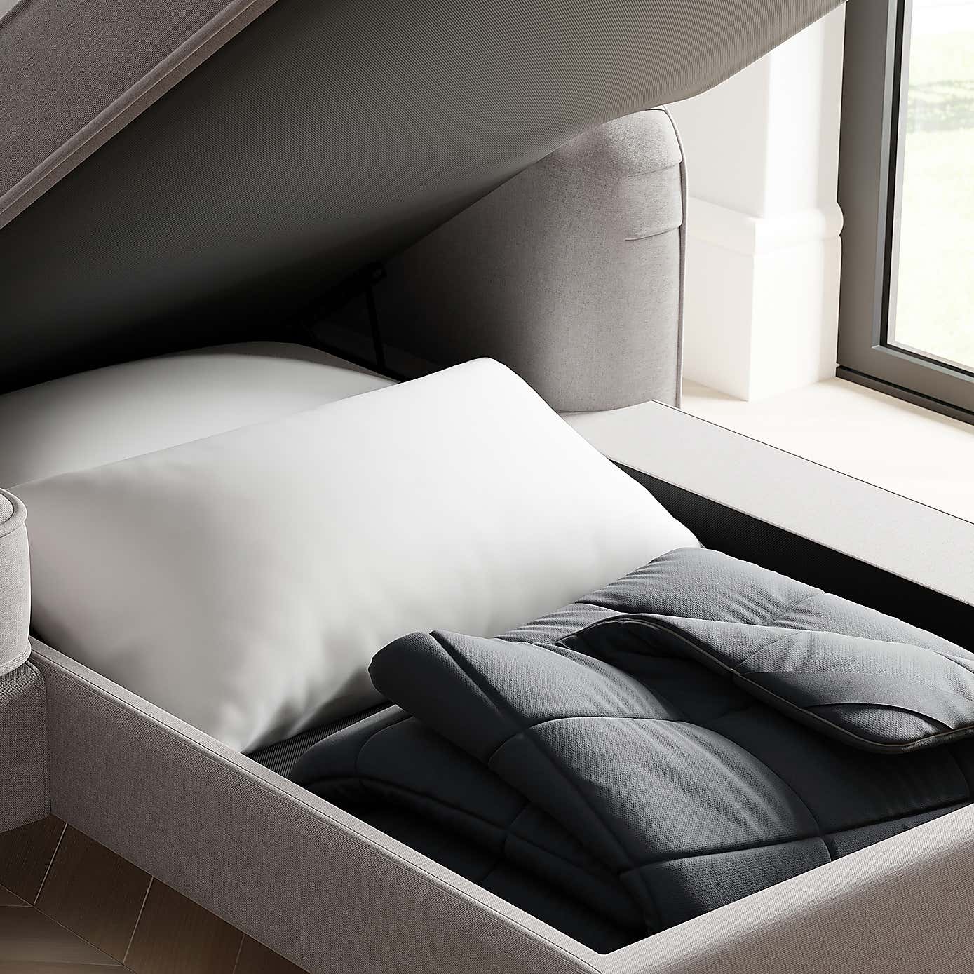 Beatrice Flatweave Corner Storage Sofa Bed