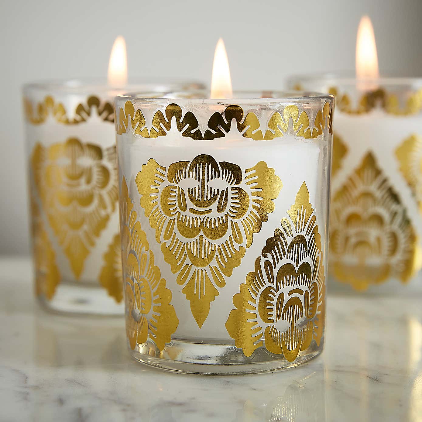 Set of 3 Marrakech Moroccan Red Cinnamon Votive Candles