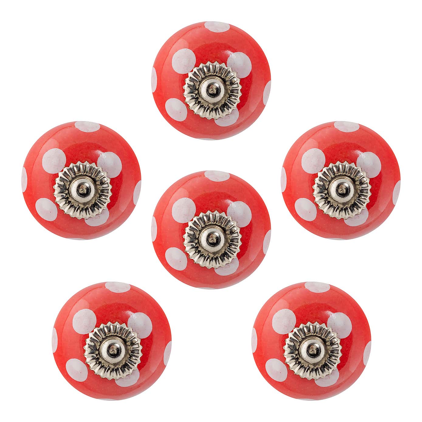 Pack of 6 Nicola Spring Spotted Round Drawer Knobs