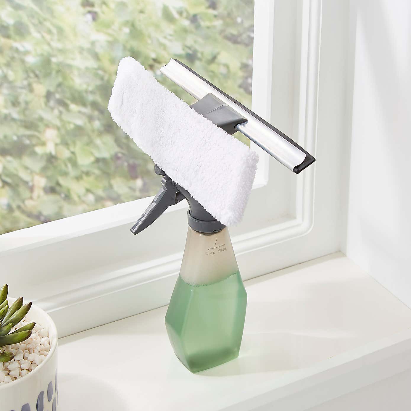 Window Cleaner Spray Squeege and Wipe Grey