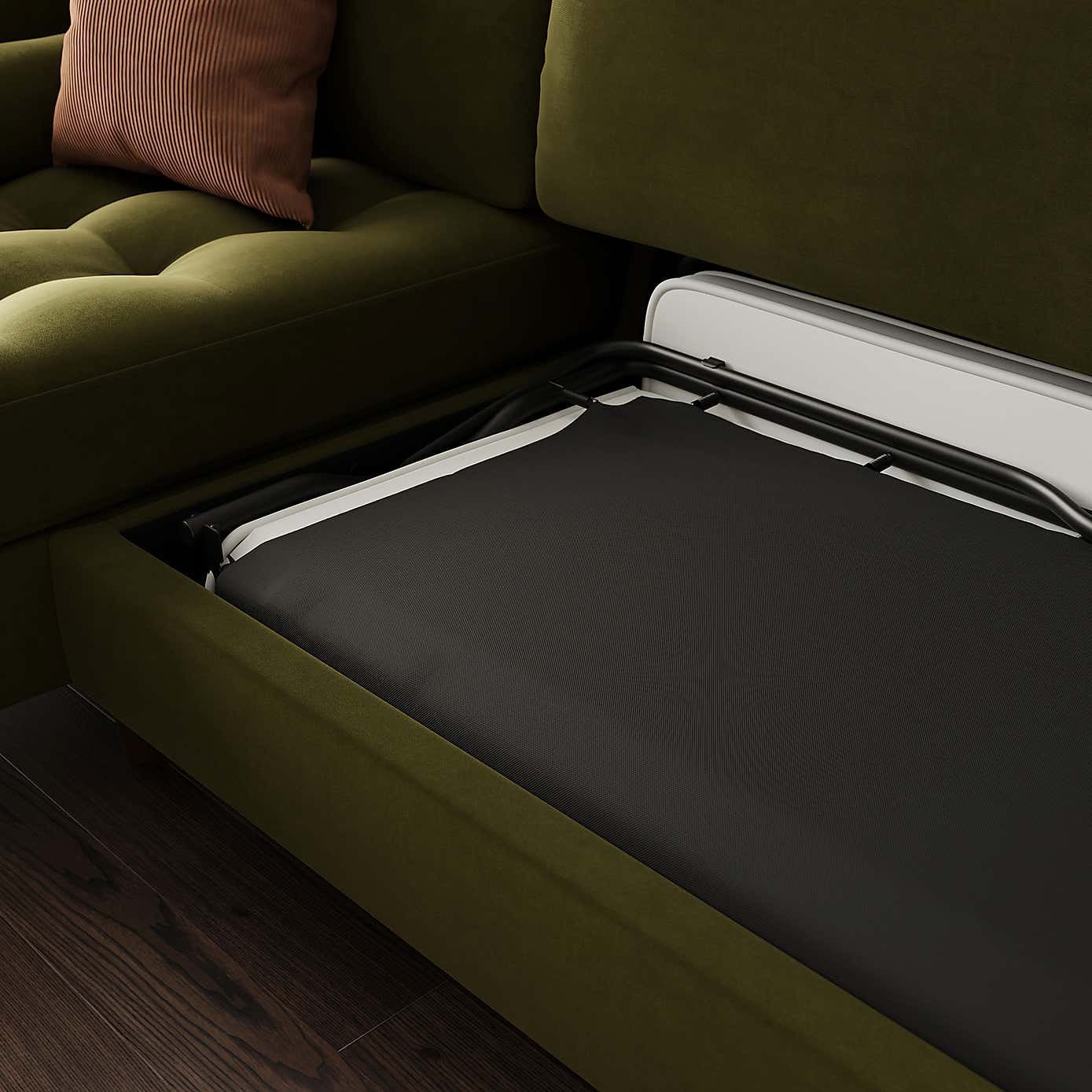 Zoe 4 Seater Corner Double Sofa Bed, Velvet