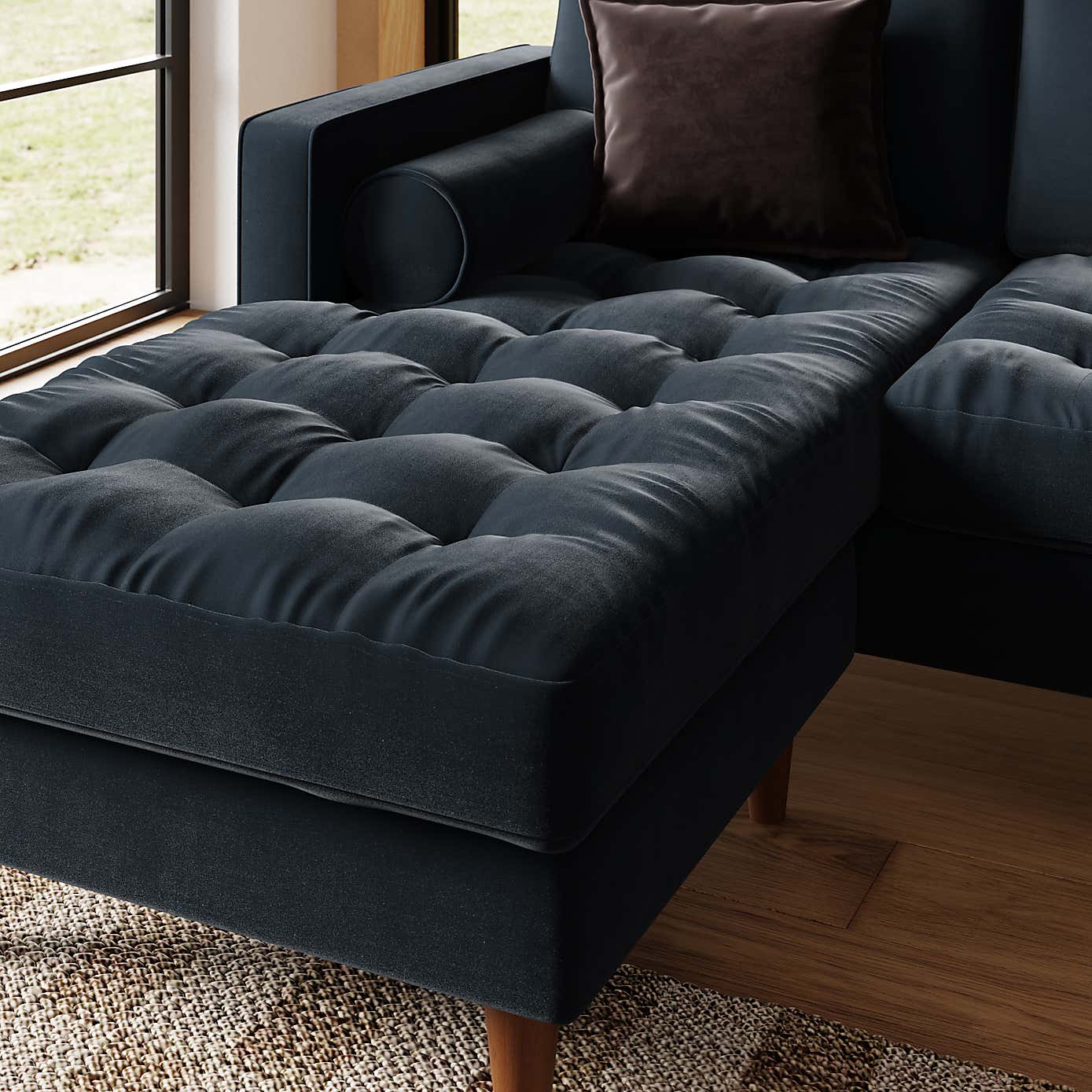Zoe Casual Sit Velvet Corner Chaise Sofa