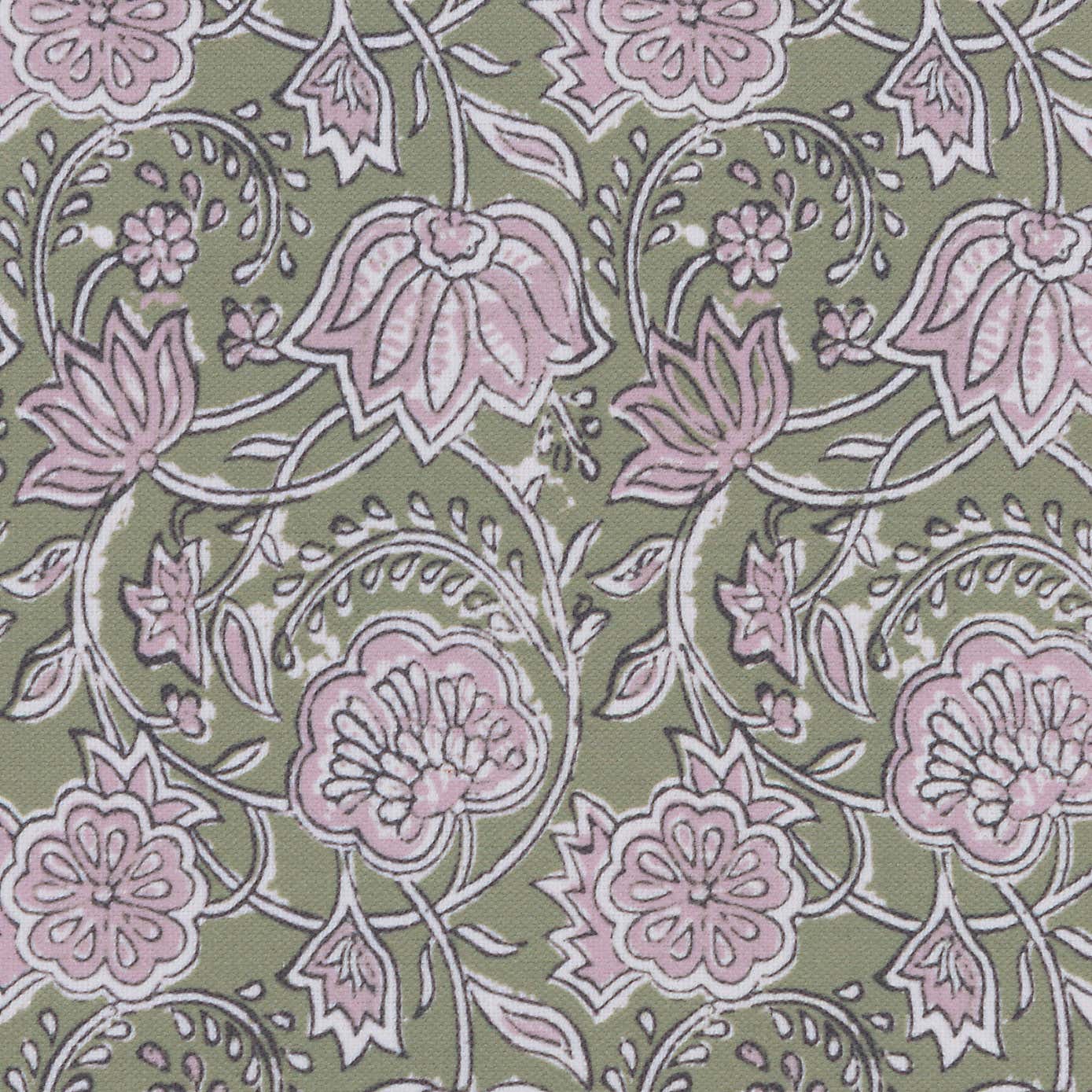 Woodblock Floral Blackout Roman Blind