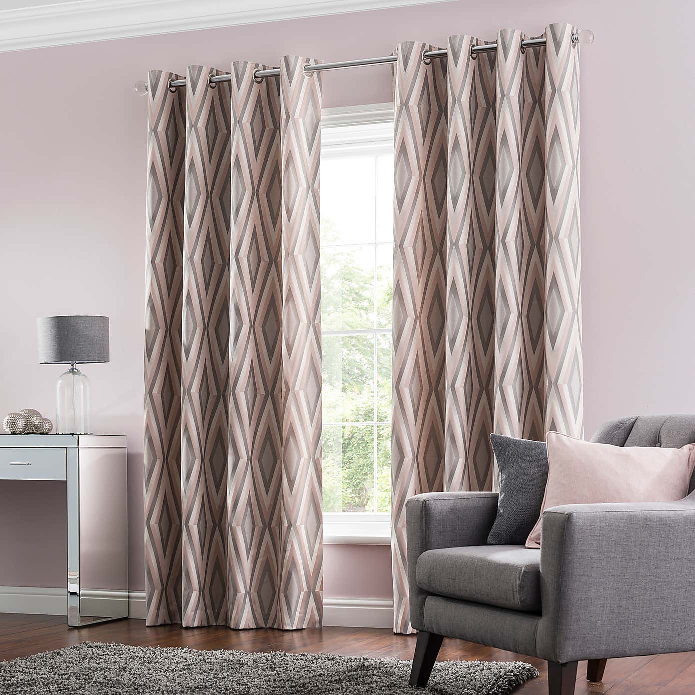 Diamond Jacquard Eyelet Curtains