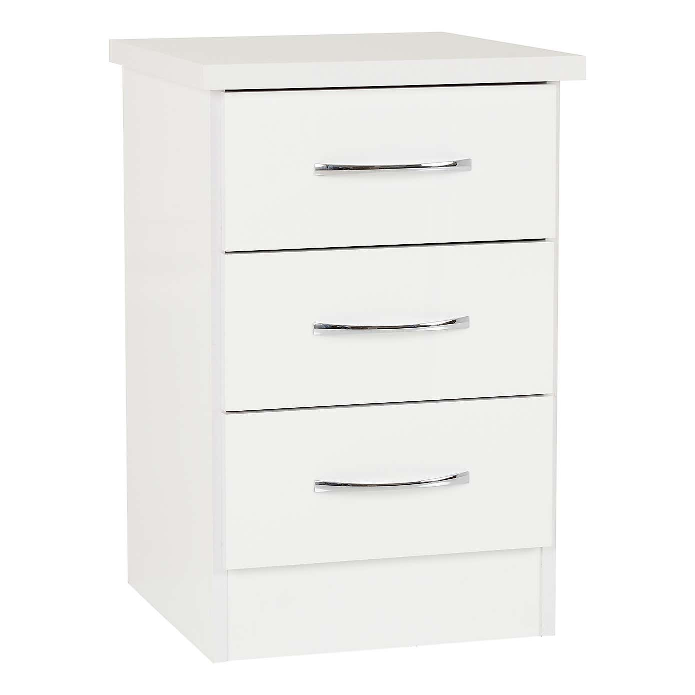 Nevada 3 Drawer Bedside Table