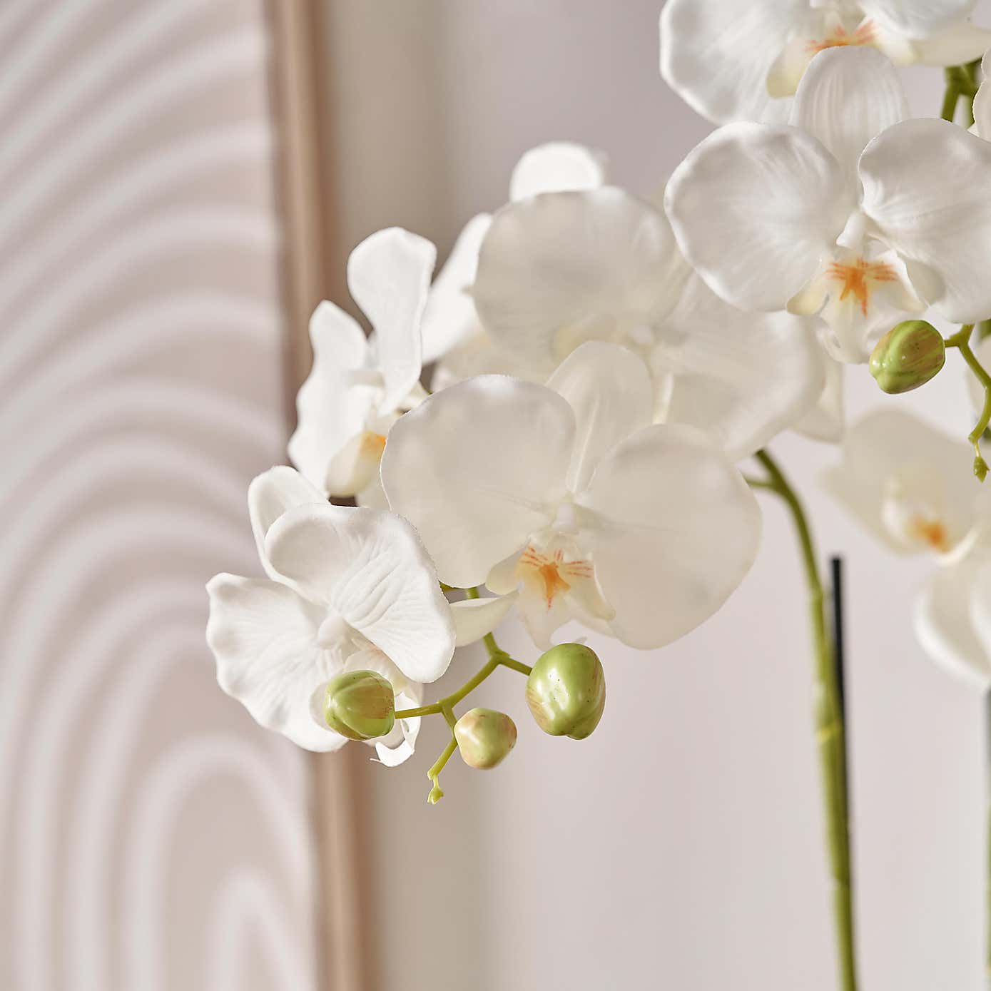 Artificial White Orchid in Moss Plant Pot