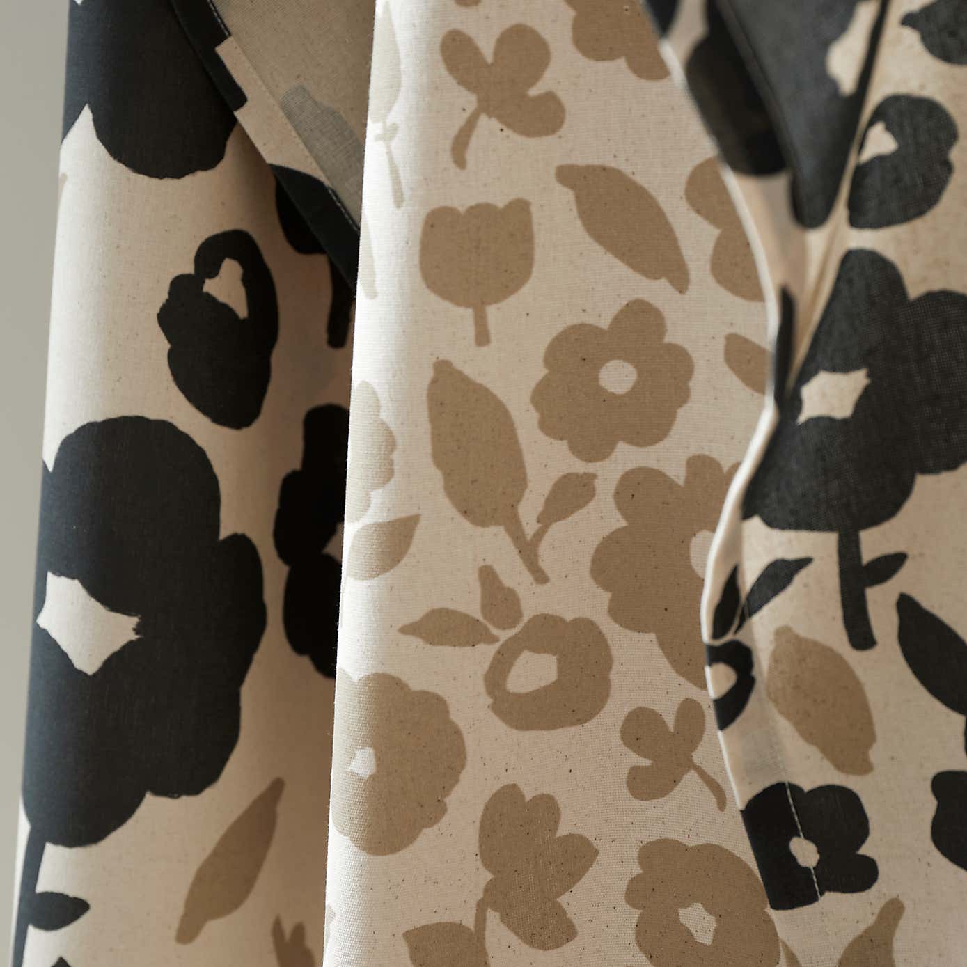 Set of 3 Floral Monochrome Cotton Tea Towels