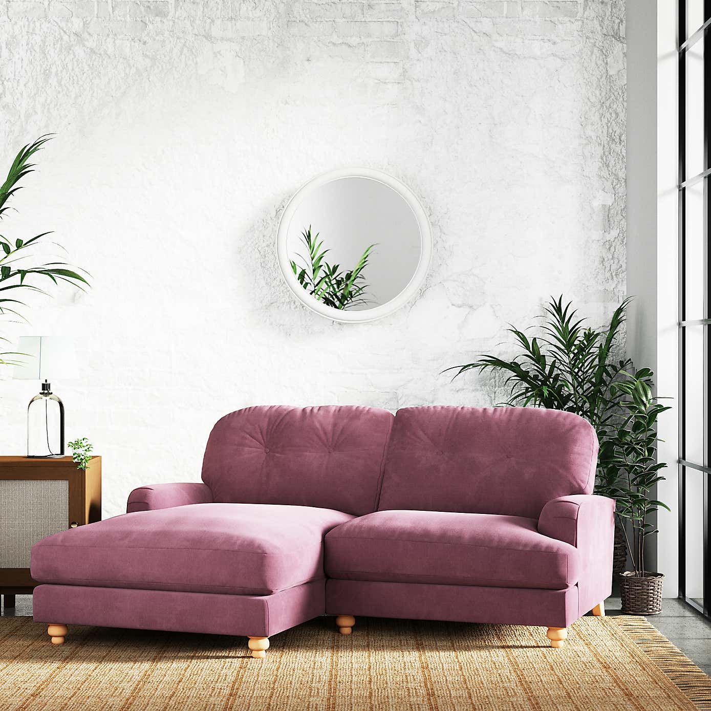 Martha Vintage Chenille Corner Chaise Sofa