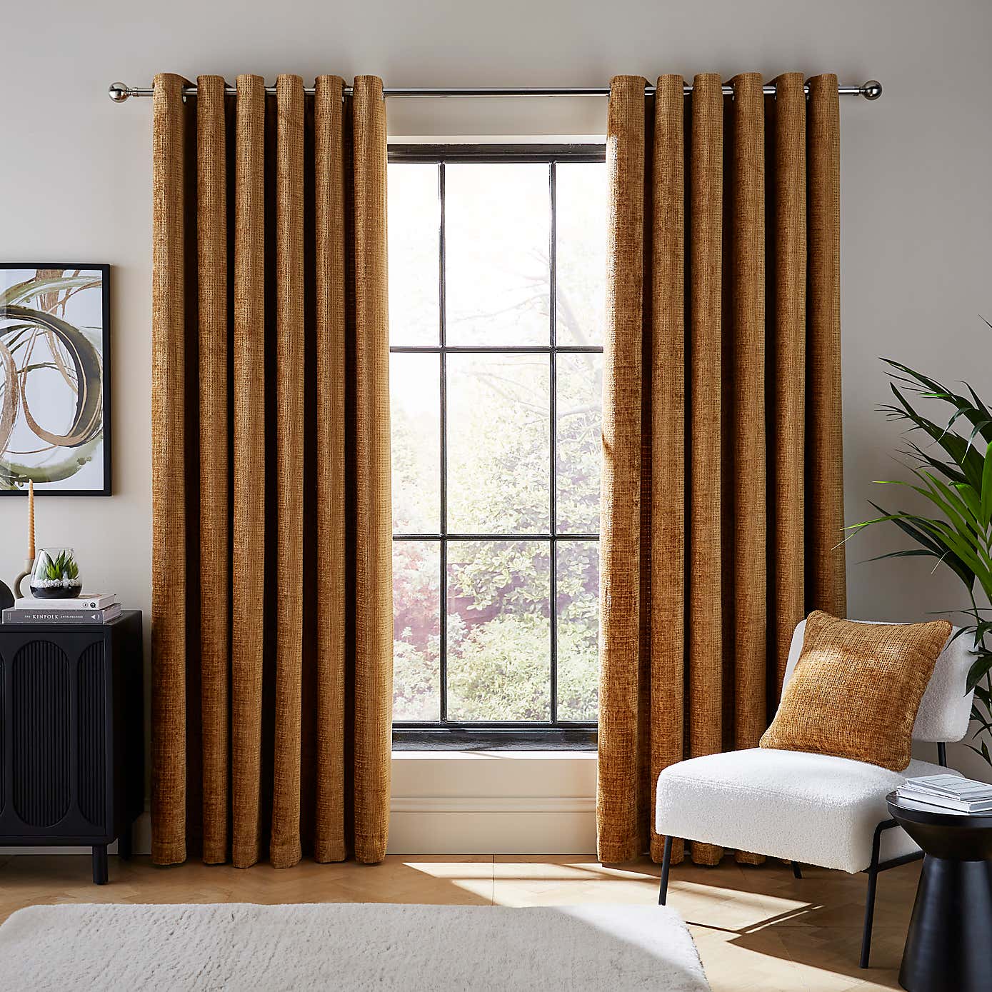 Cashton Chenille Heavyweight Eyelet Curtains