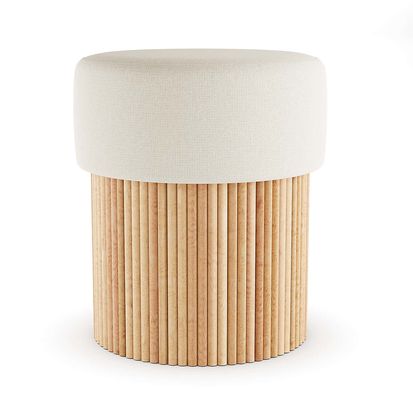 Fluted Wooden Storage Footstool