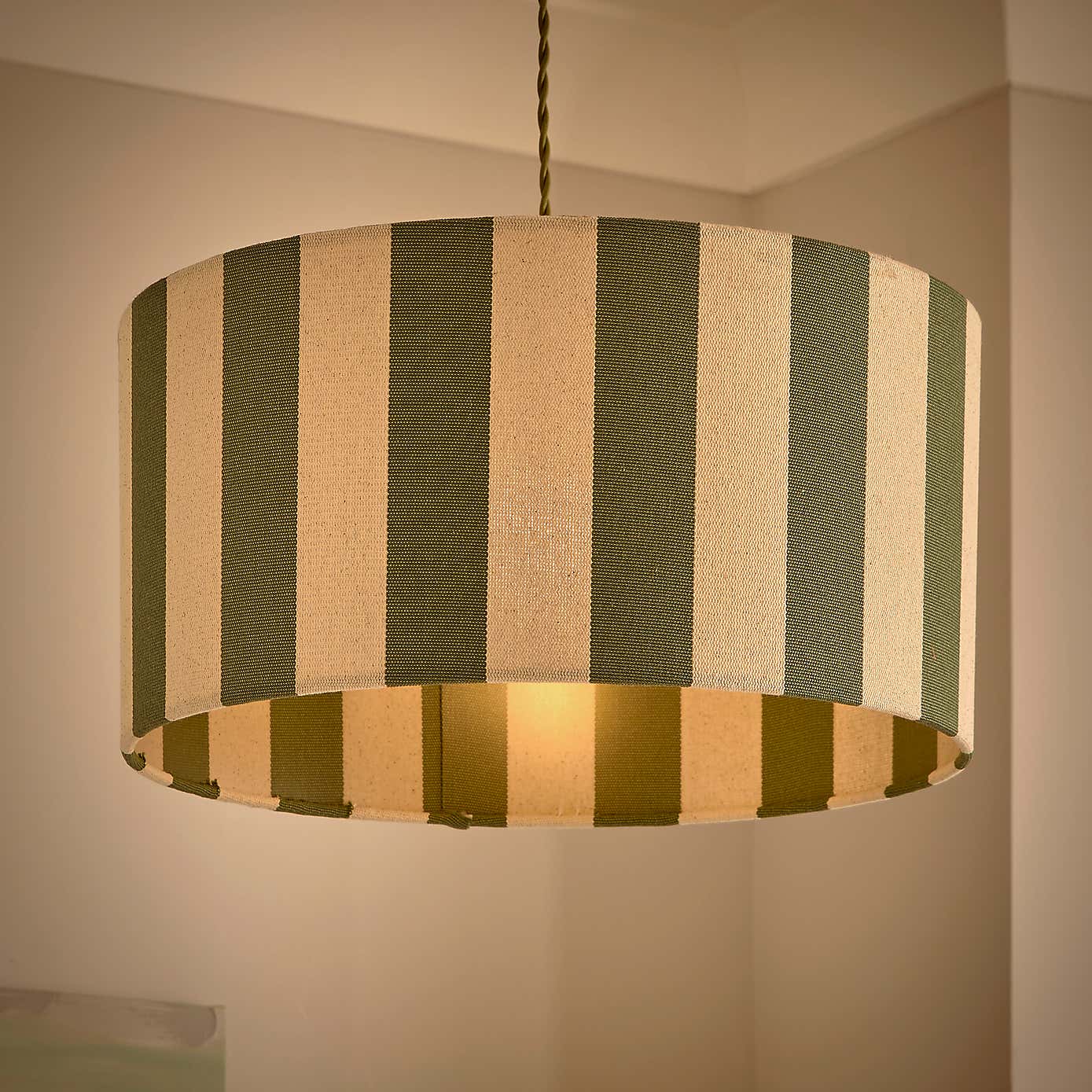 Beatrice Stripe Shallow Drum Lamp Shade