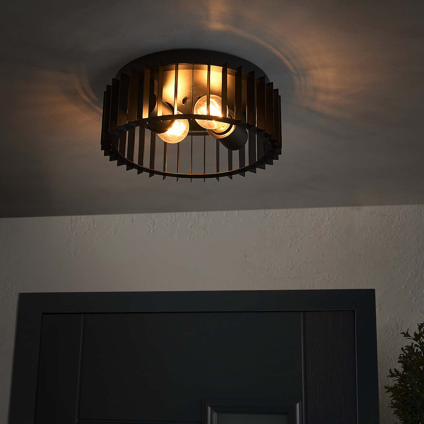 Reno Industrial Outdoor 2 Light Flush Ceiling Light