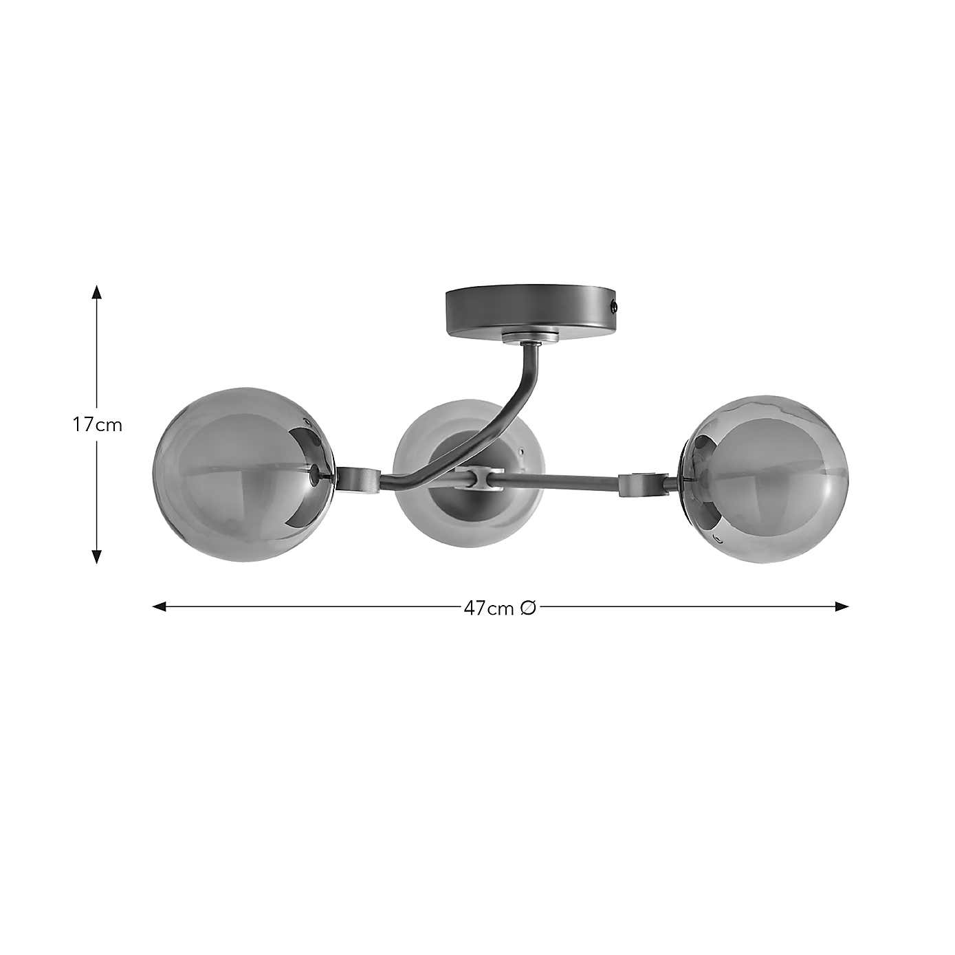 Molecular Industrial 3 Light Semi Flush Ceiling Light