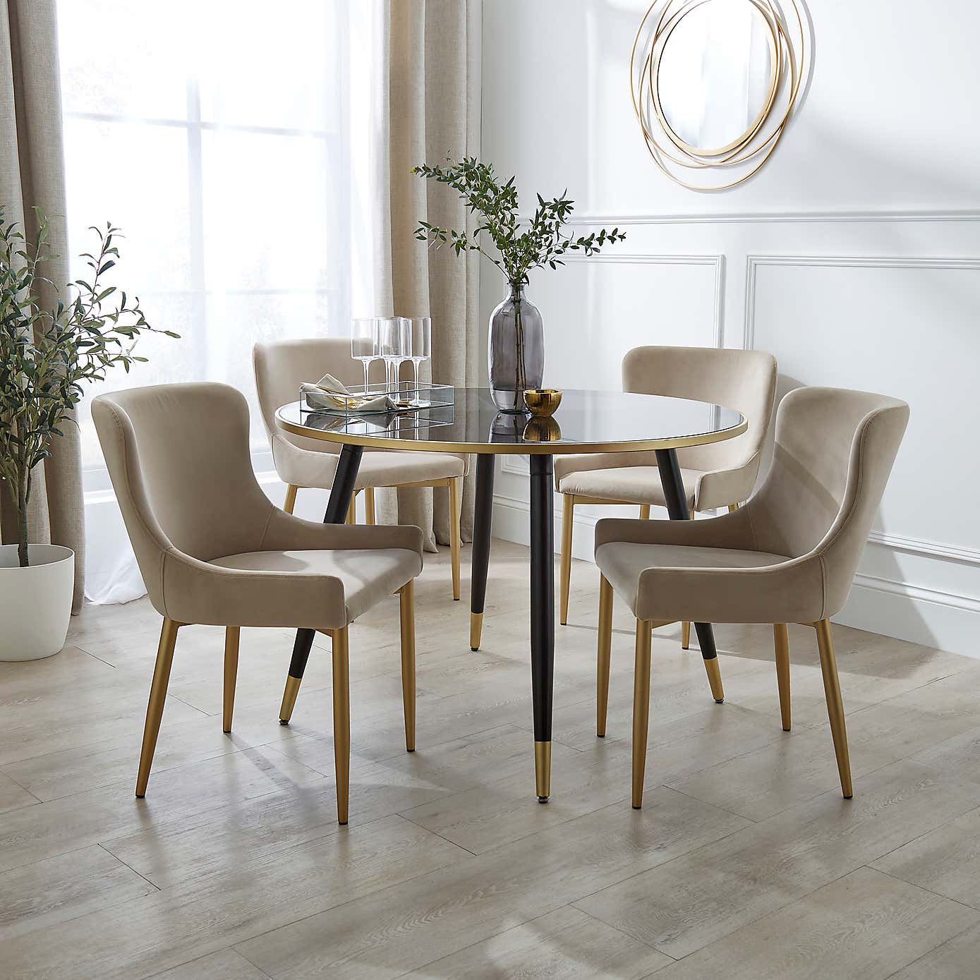 Montreal Set of 2 Dining Chairs, Mink Velvet