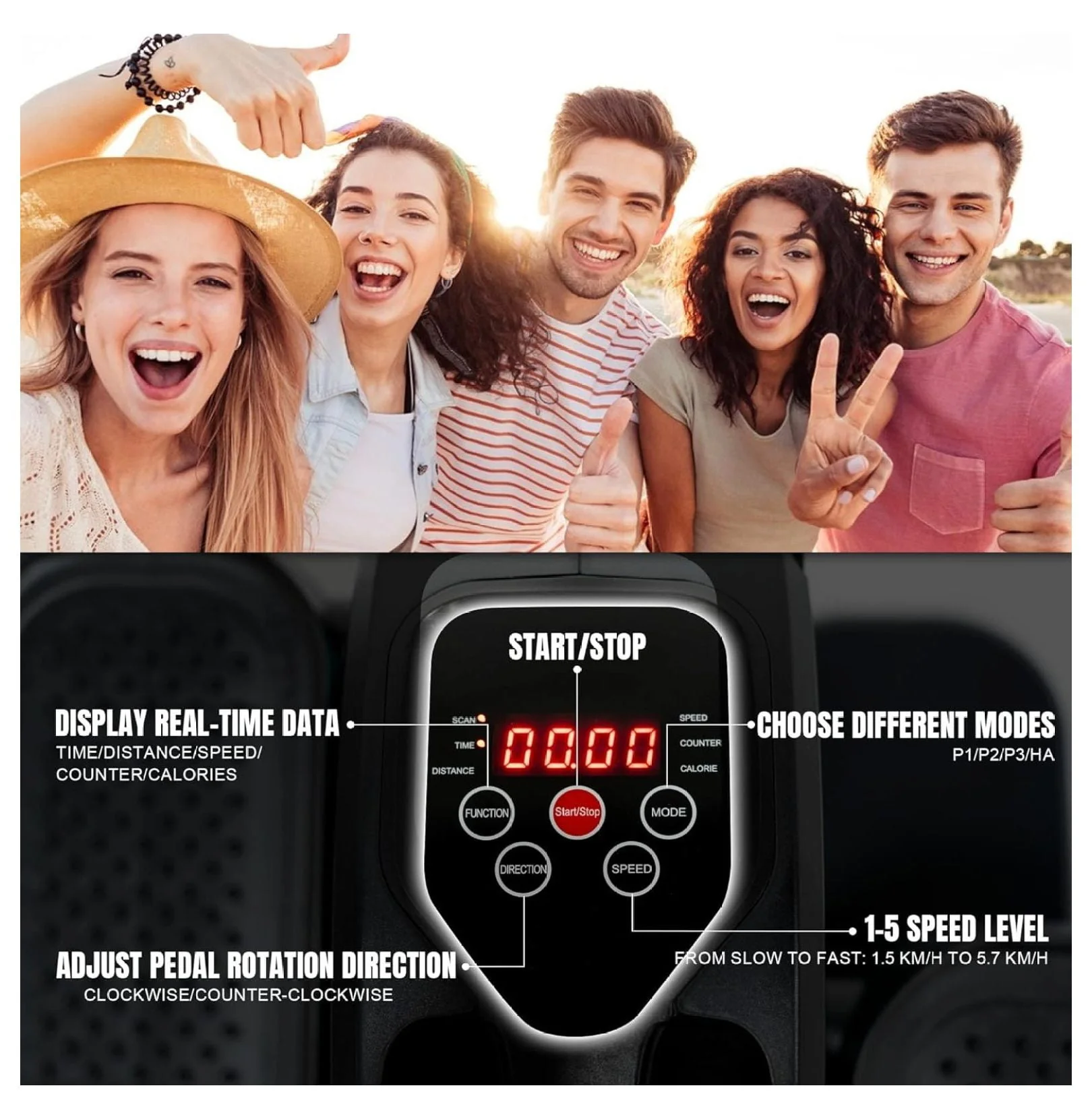 Under Desk Elliptical, Electric Foot Pedal Exerciser, Fully Assembled Seated Elliptical, Compact Portable Elliptical Machine Trainer with Control, Mini Elliptical Leg Exerciser for Home