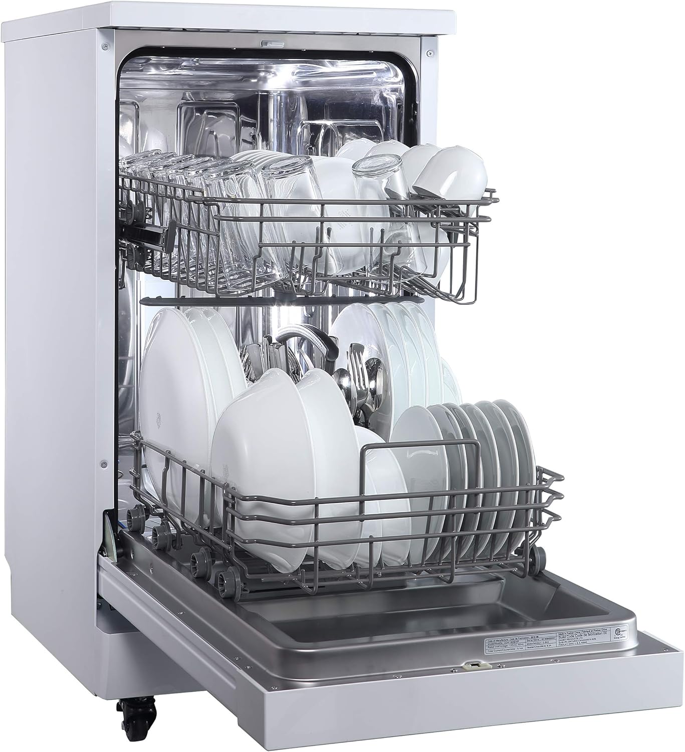 Portable Dishwasher, 18in Wide, 8 Place Settings Capacity, White