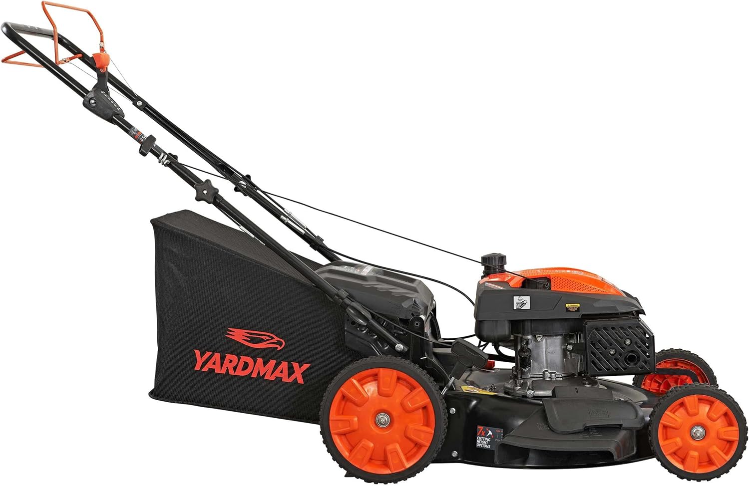 YARDMAX 22′′ Gas Self Propelled Lawn Mower, 201cc, 6-Speed CVT, High Wheel RWD, 3-in-1, Black