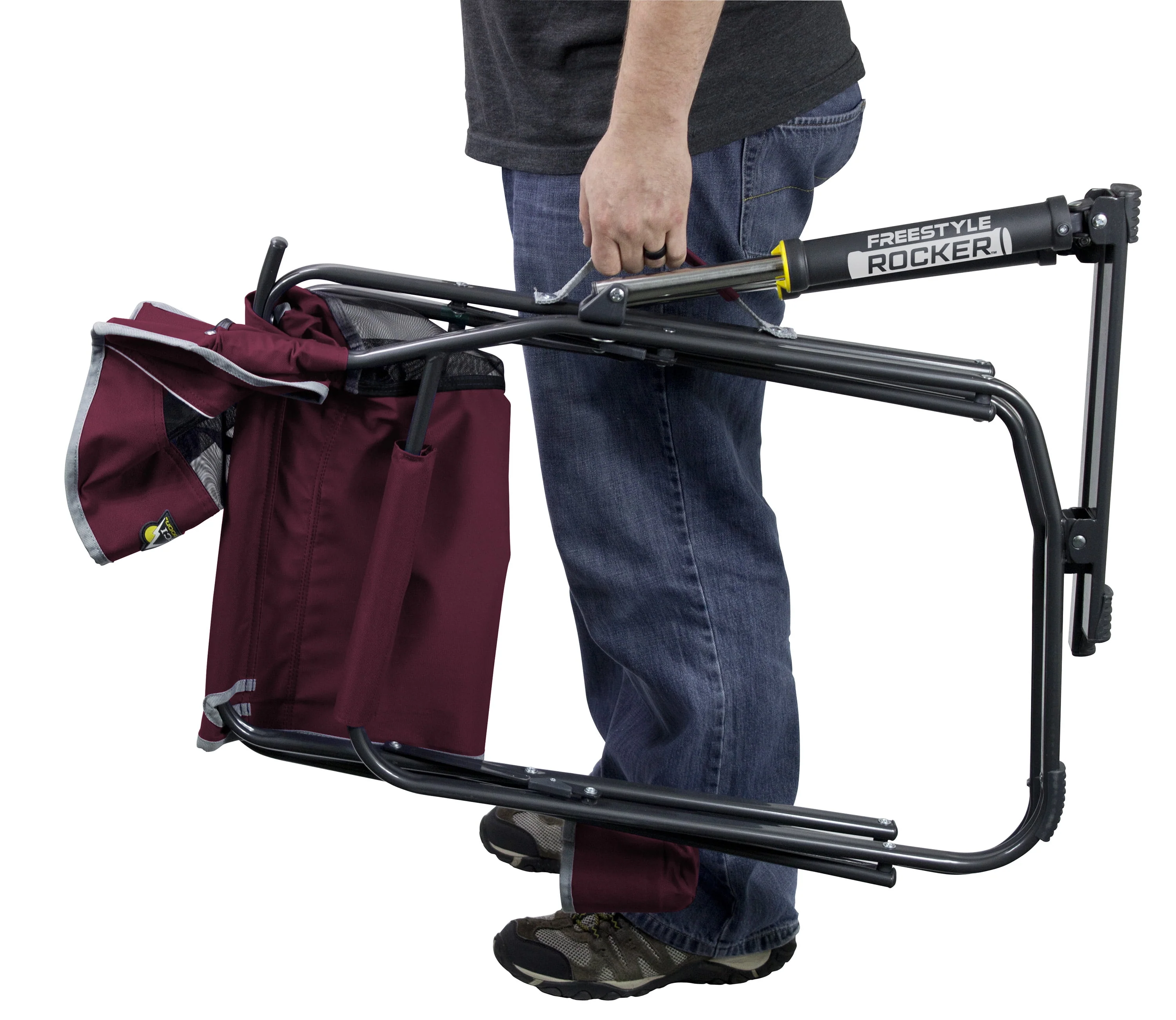 GCI Outdoor Freestyle Rocker Foldable Rocking Camp Chair, Maroon