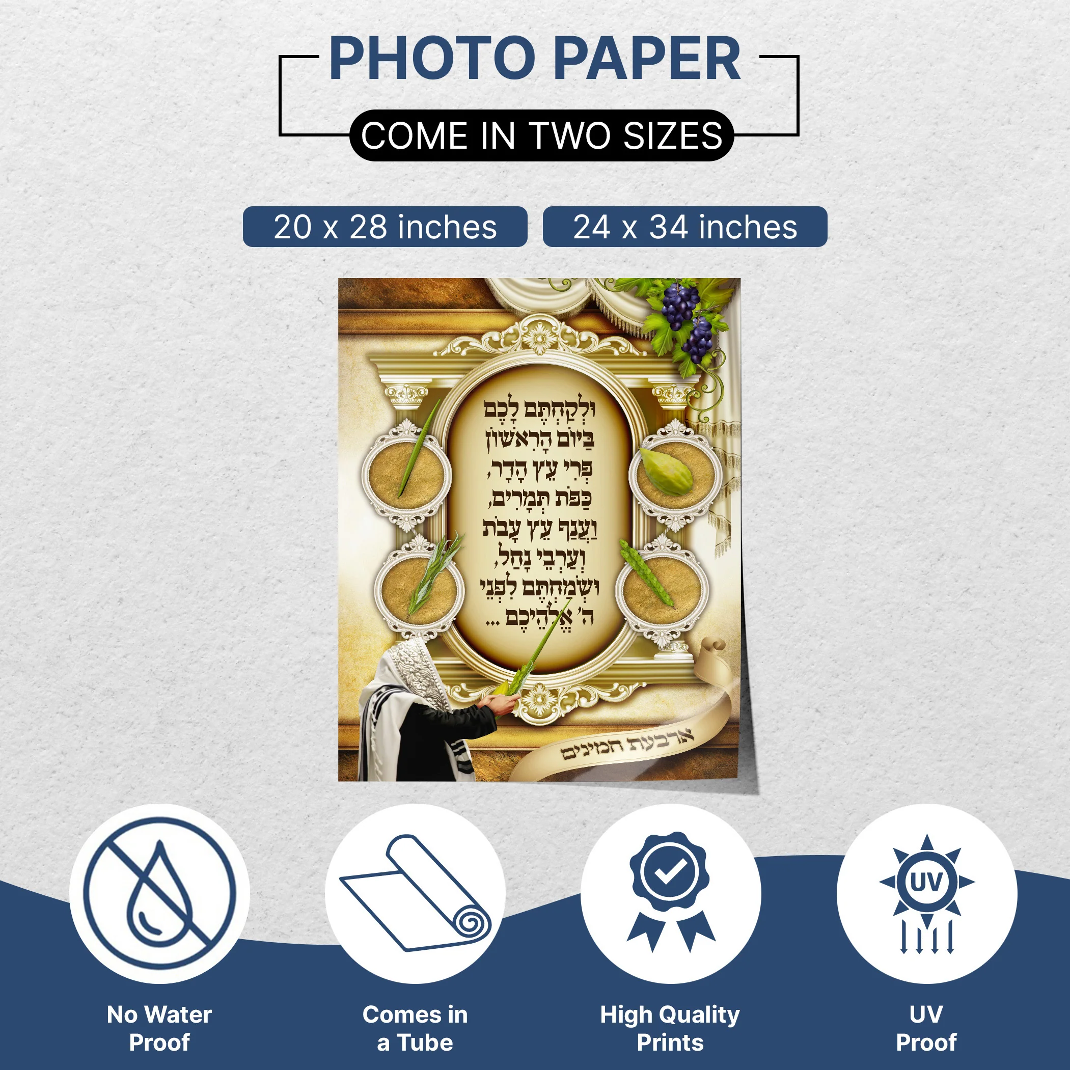 Four Species Elegance - Second Edition Sukkot Poster