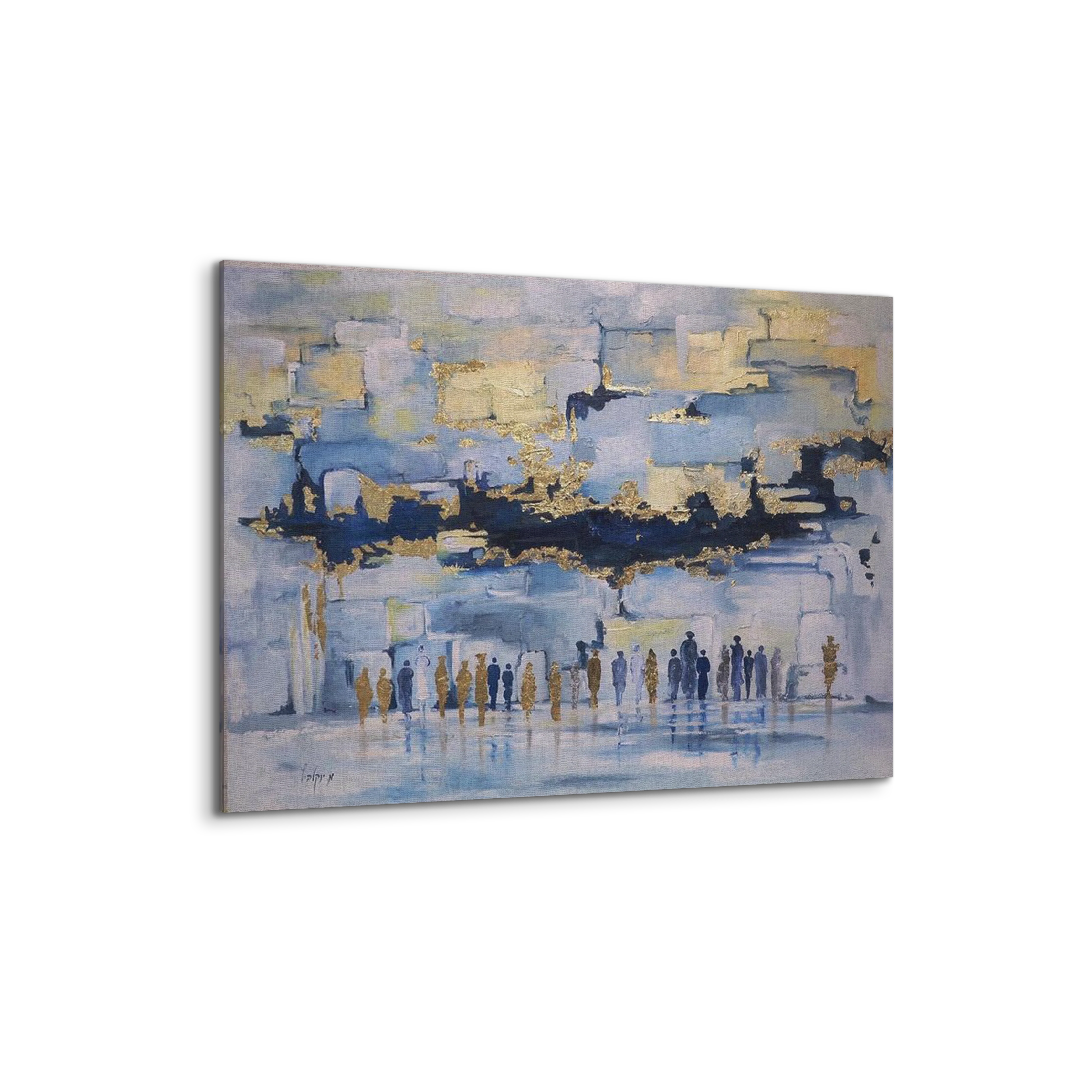 Blue & Gold Western Wall Abstract - 41x31