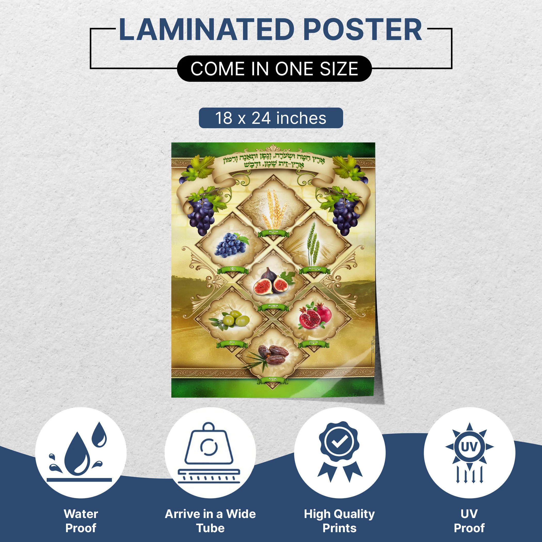 The Seven Species - Traditional Sukkot Harvest Poster