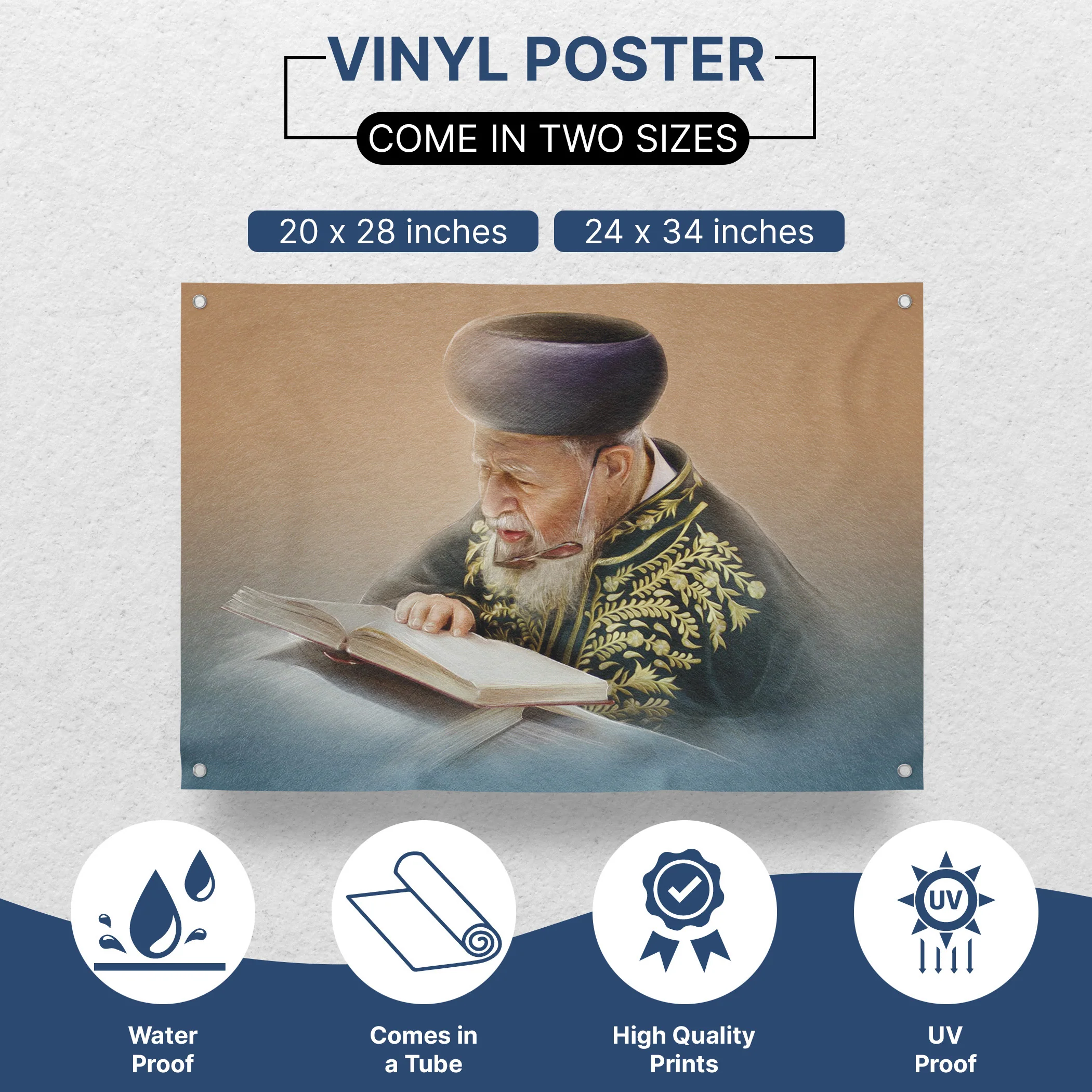 Rabbi Ovadia Yosef in Torah Study - Artistic Insight Poster