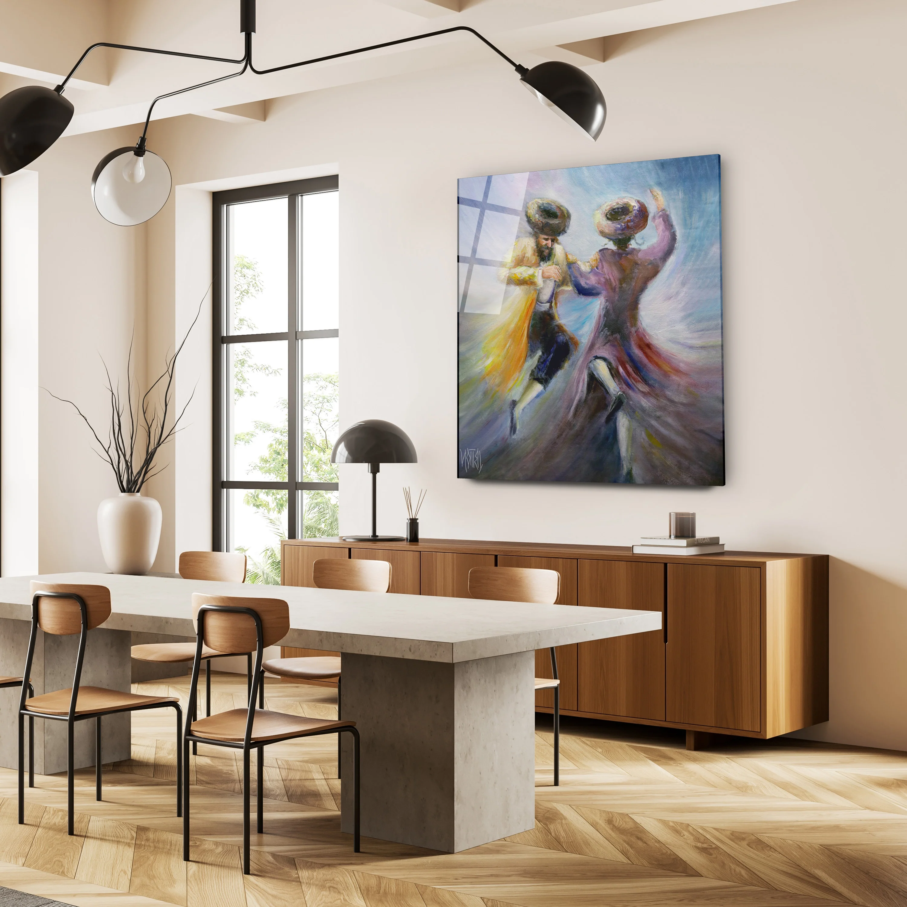 Chassidic Joy Dance - Yossi Bitton's Modern Jewish Art Print on Acrylic