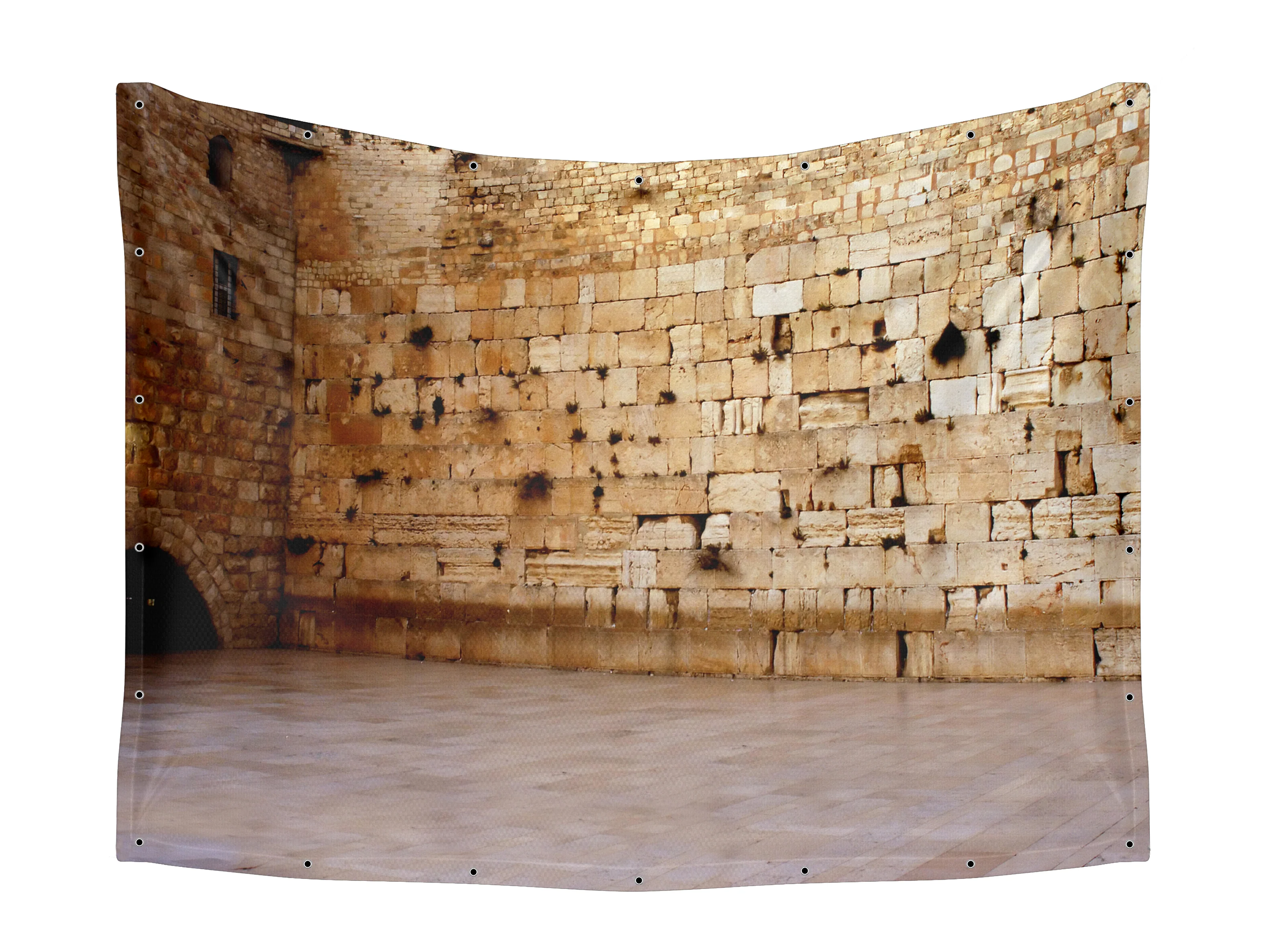 Western Wall Plaza Close-Up Fabric - Immersive Sukkah Decor