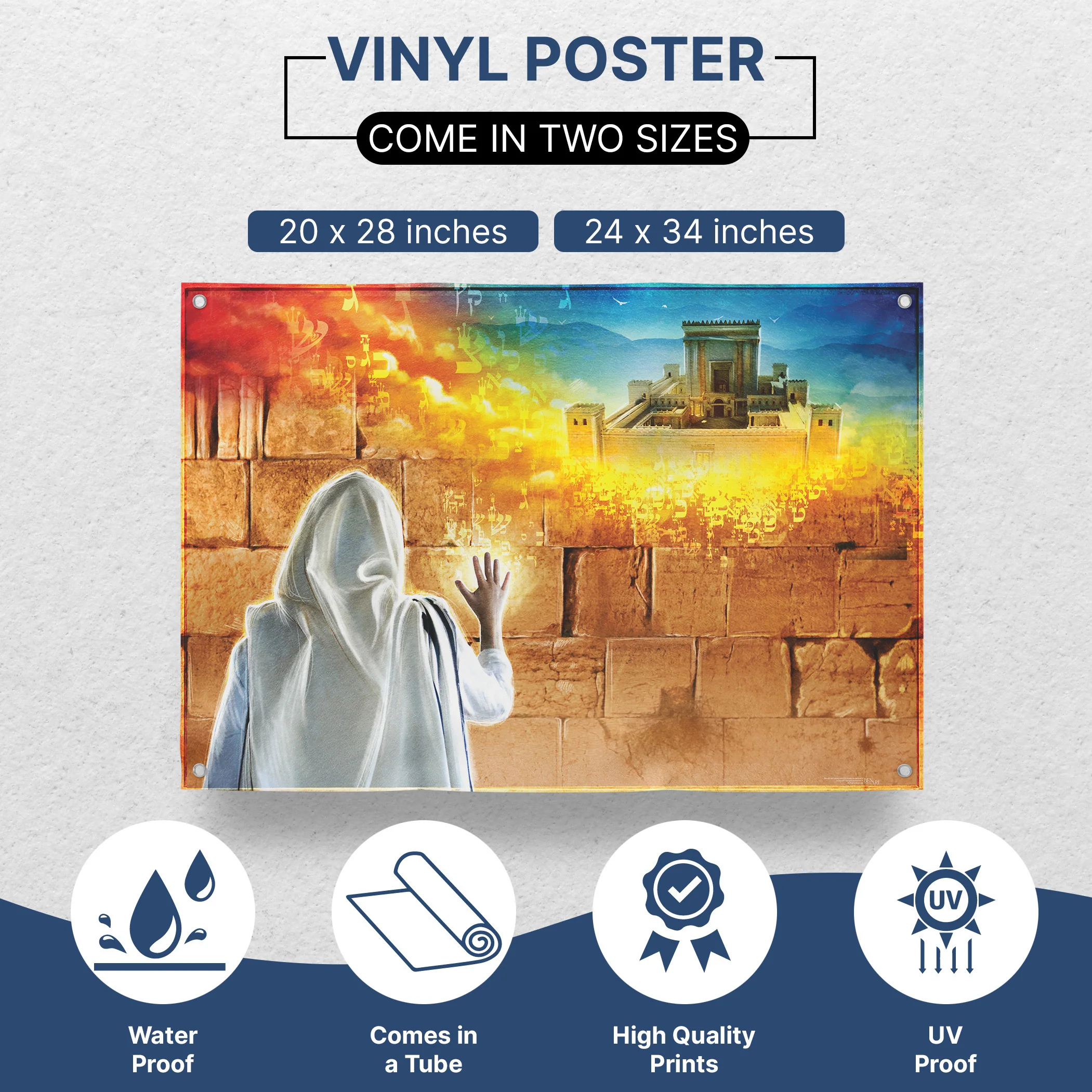 Prayer at Western Wall Poster - Jewish Devotion with Tallit in Sukkah Art