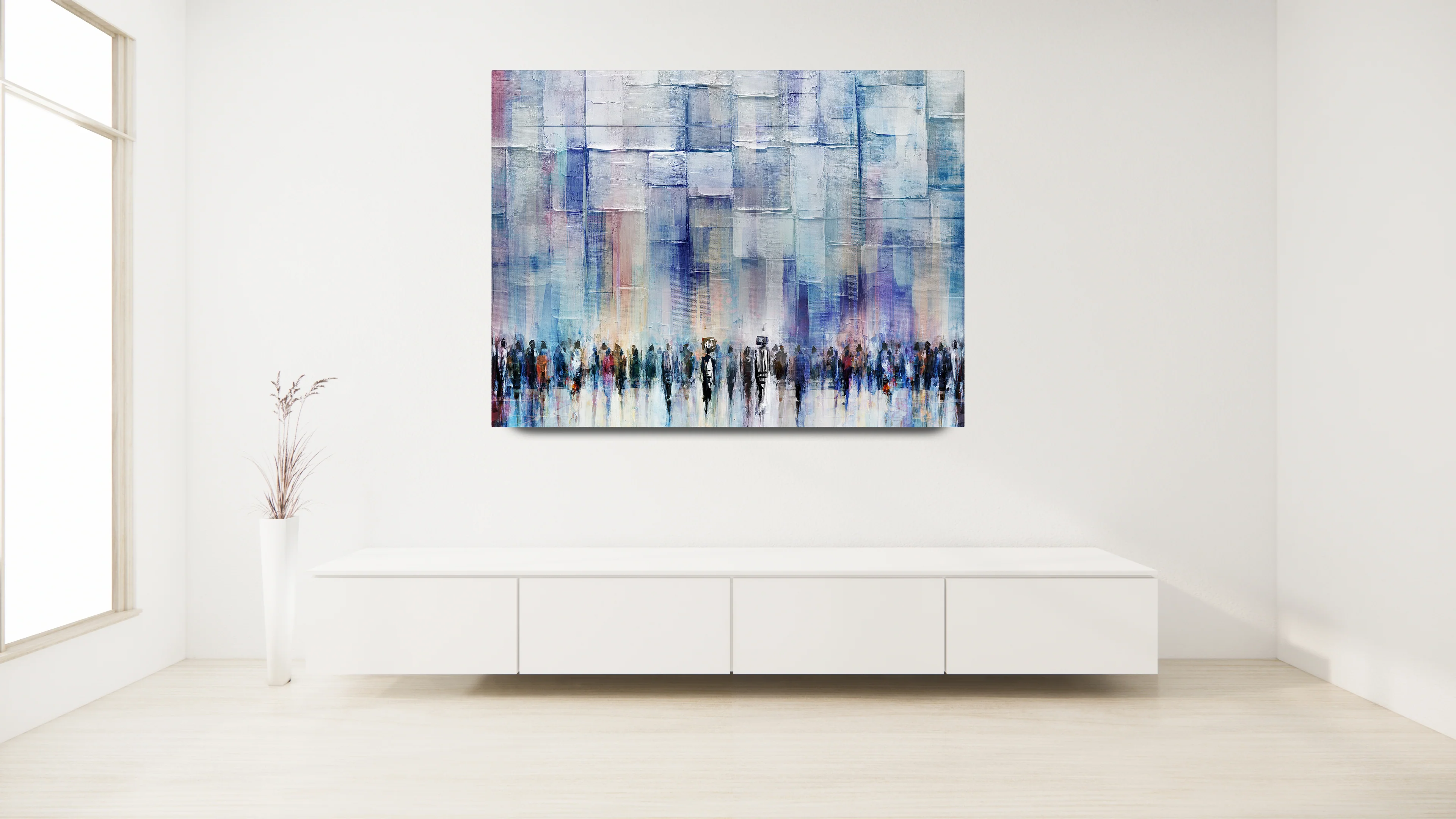 Serene Blessings, Light Blue Western Wall - Contemporary Jewish Wall Art by Avigdor Ben-Ari