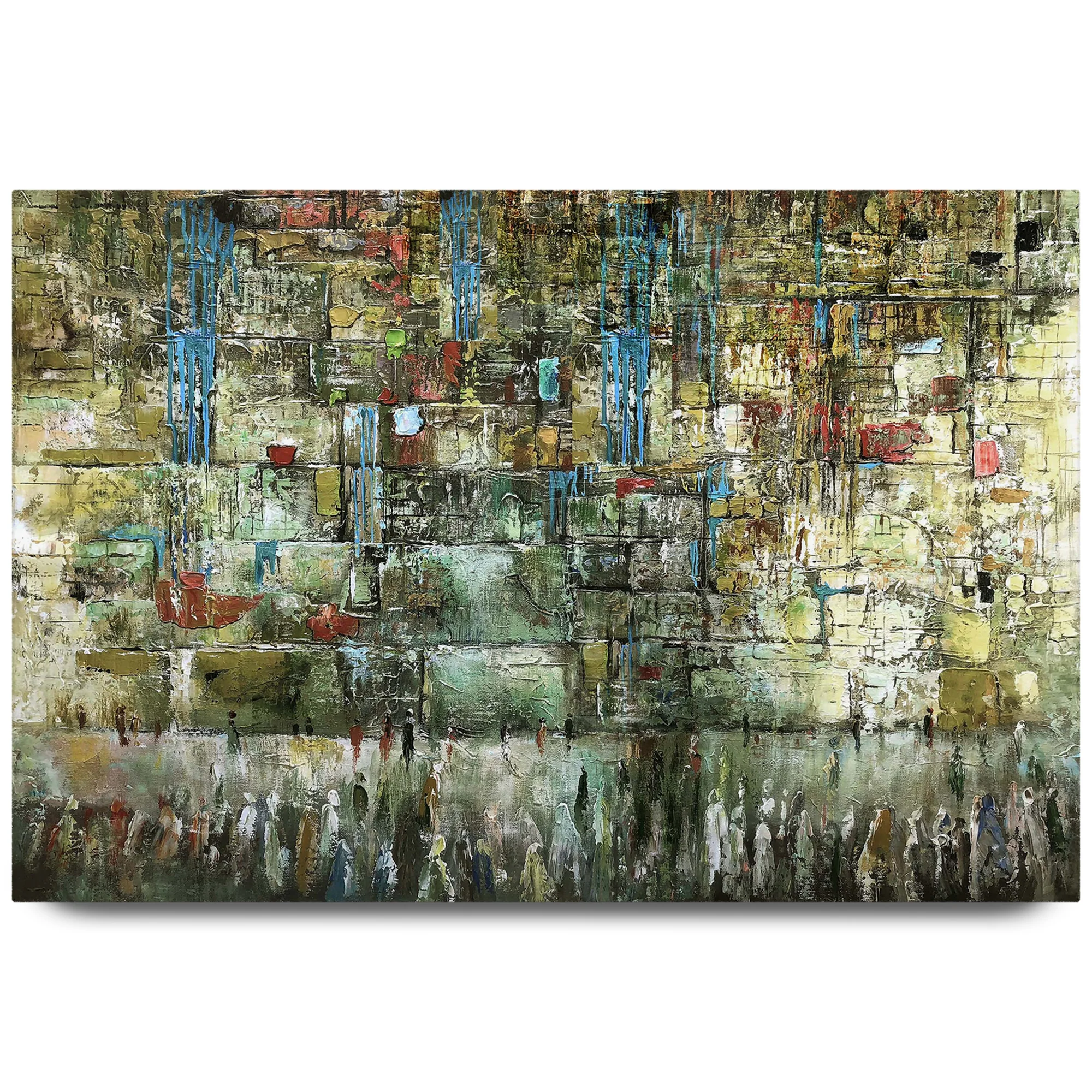 The Western Wall Metallic - Green Tones Abstract Art by Yossi Bitton