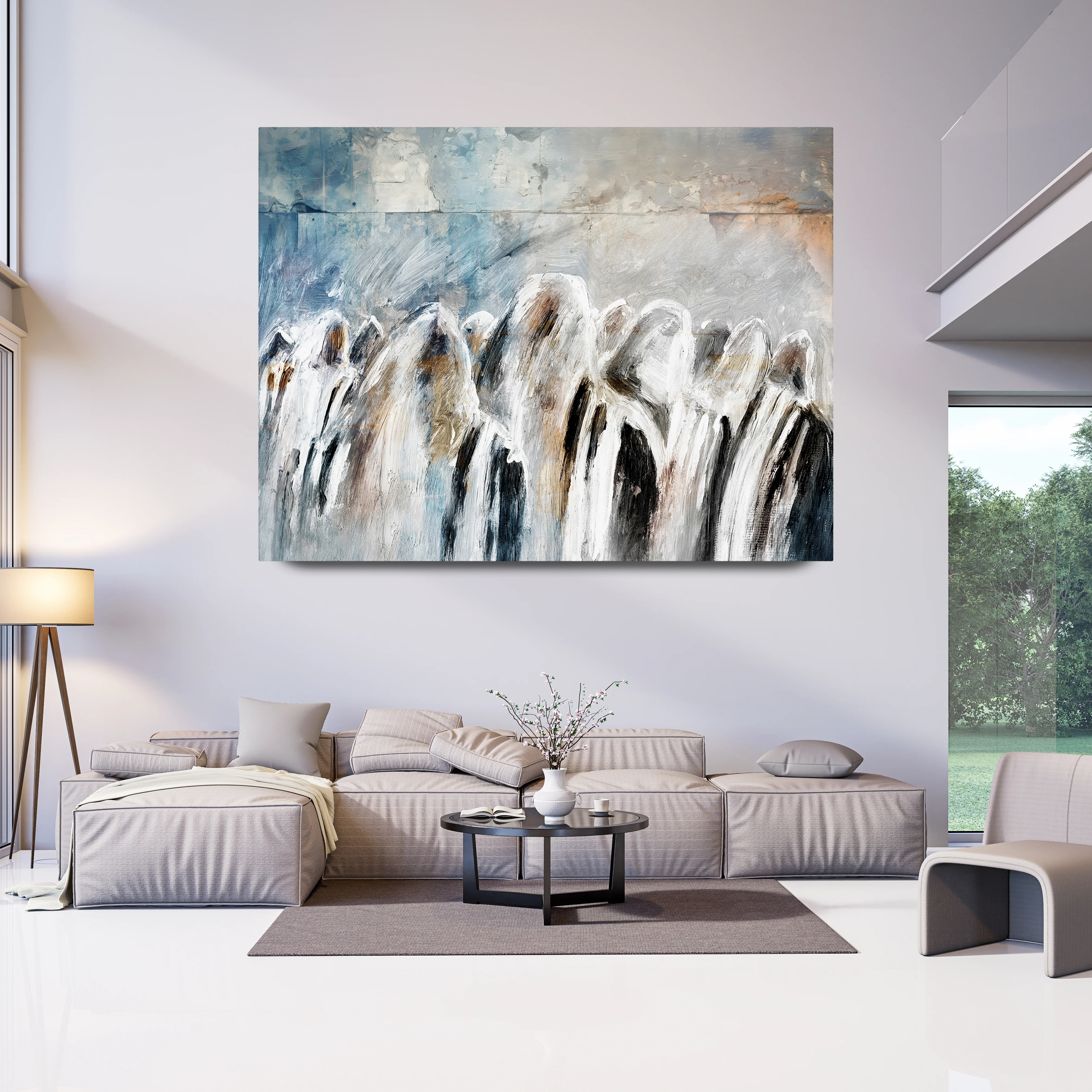 Morning Devotions, Contemporary Jewish Wall Art of Shacharit at the Western Wall by Avigdor Ben-Ari