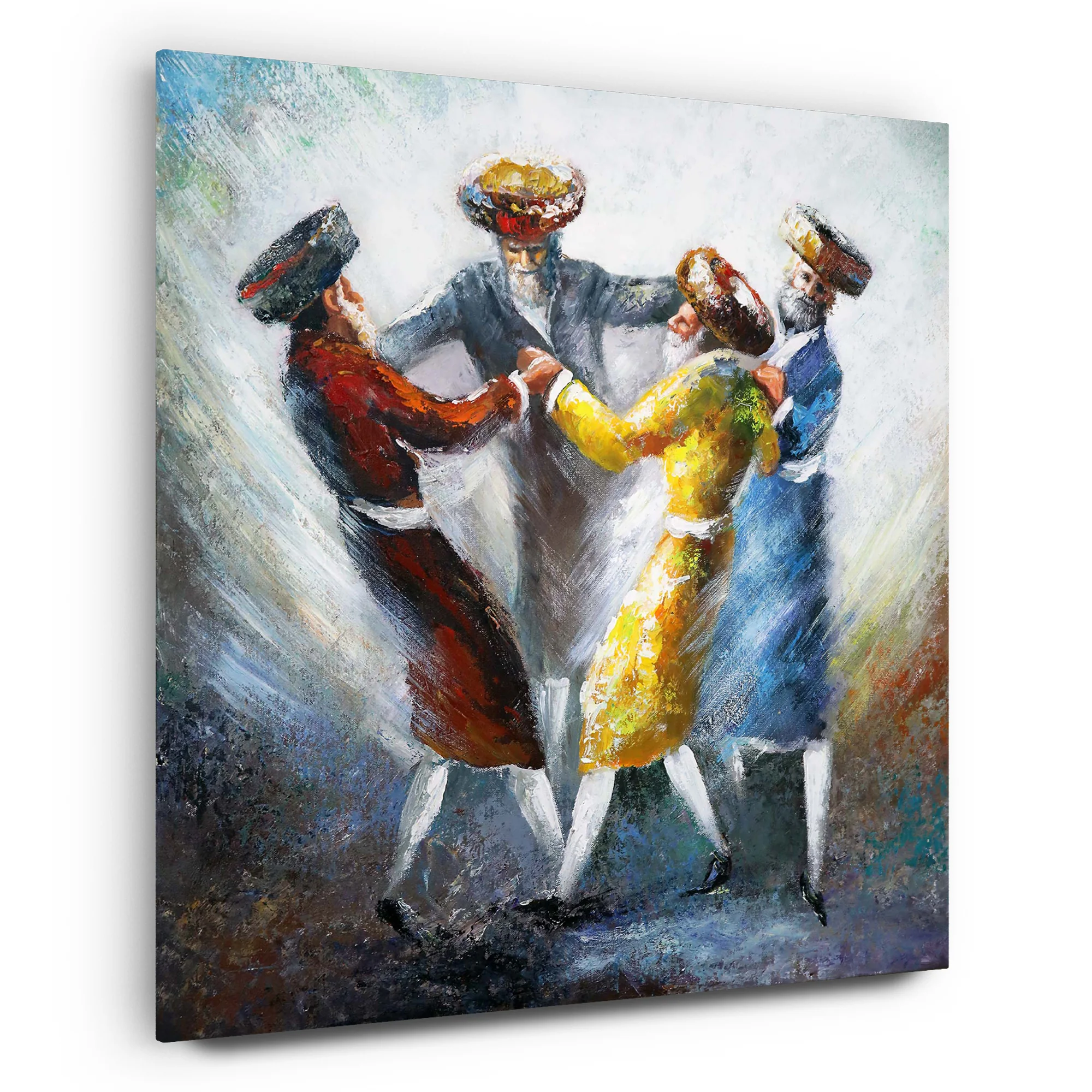 Dveykus: Colorful Chassidic Dance - Modern Jewish Art Print by Yossi Bitton