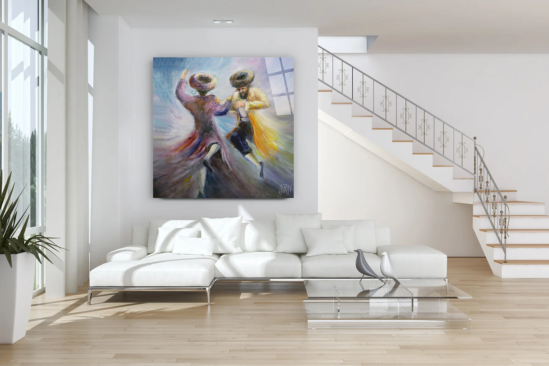 Chassidic Joy Dance - Yossi Bitton's Modern Jewish Art Print on Acrylic