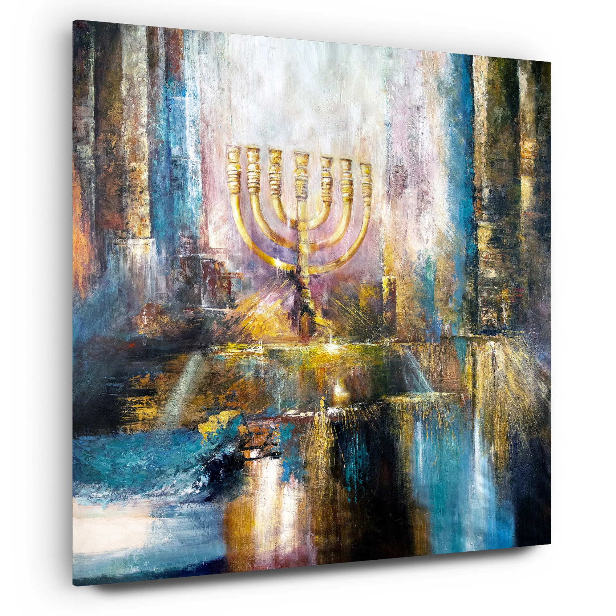 The Menorah - Modern Jewish Art Print of Beit Hamikdash Symbol by Yossi Bitton