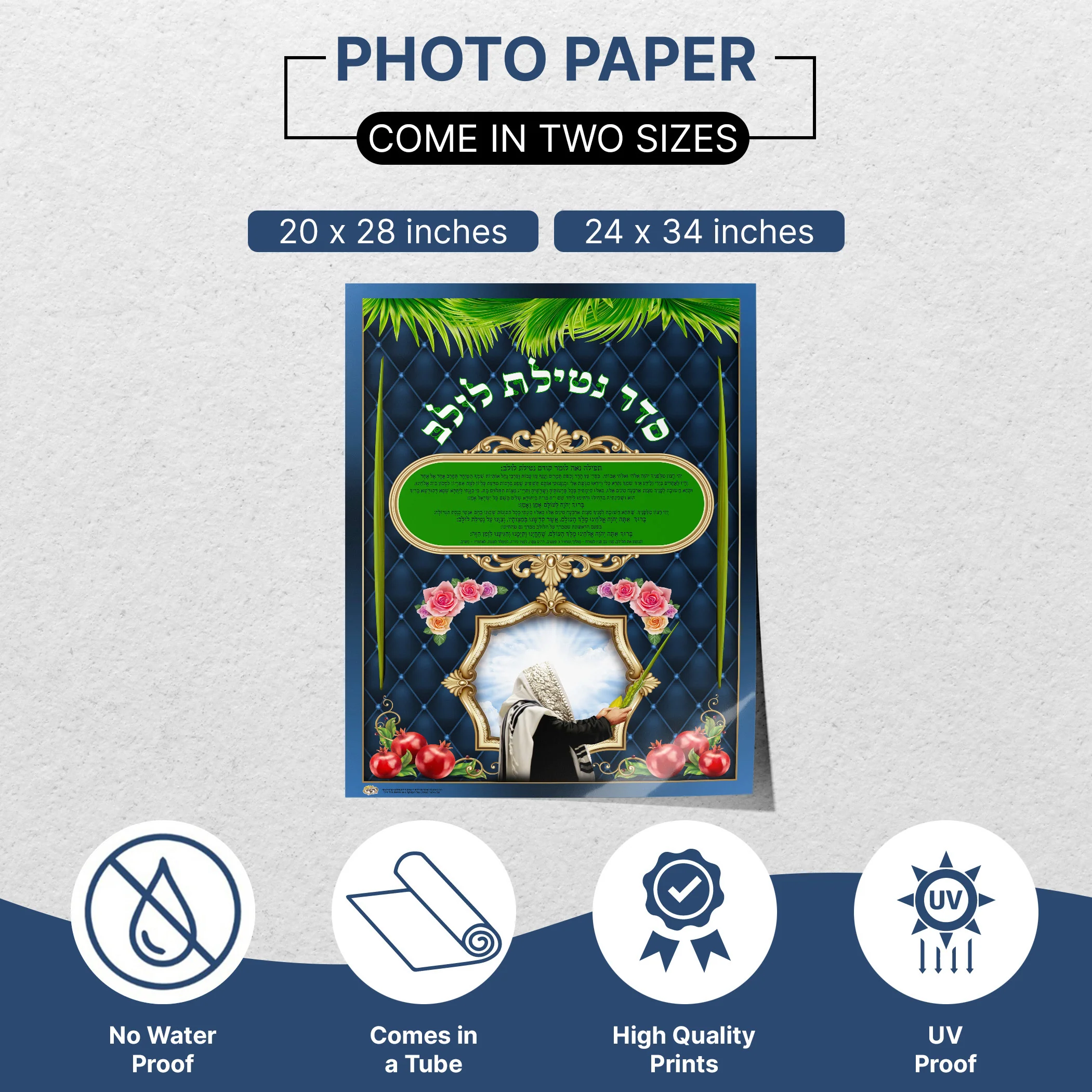 Seder Netilat Lulav and Sukkot Symbols - Ritual Poster for Sukkot