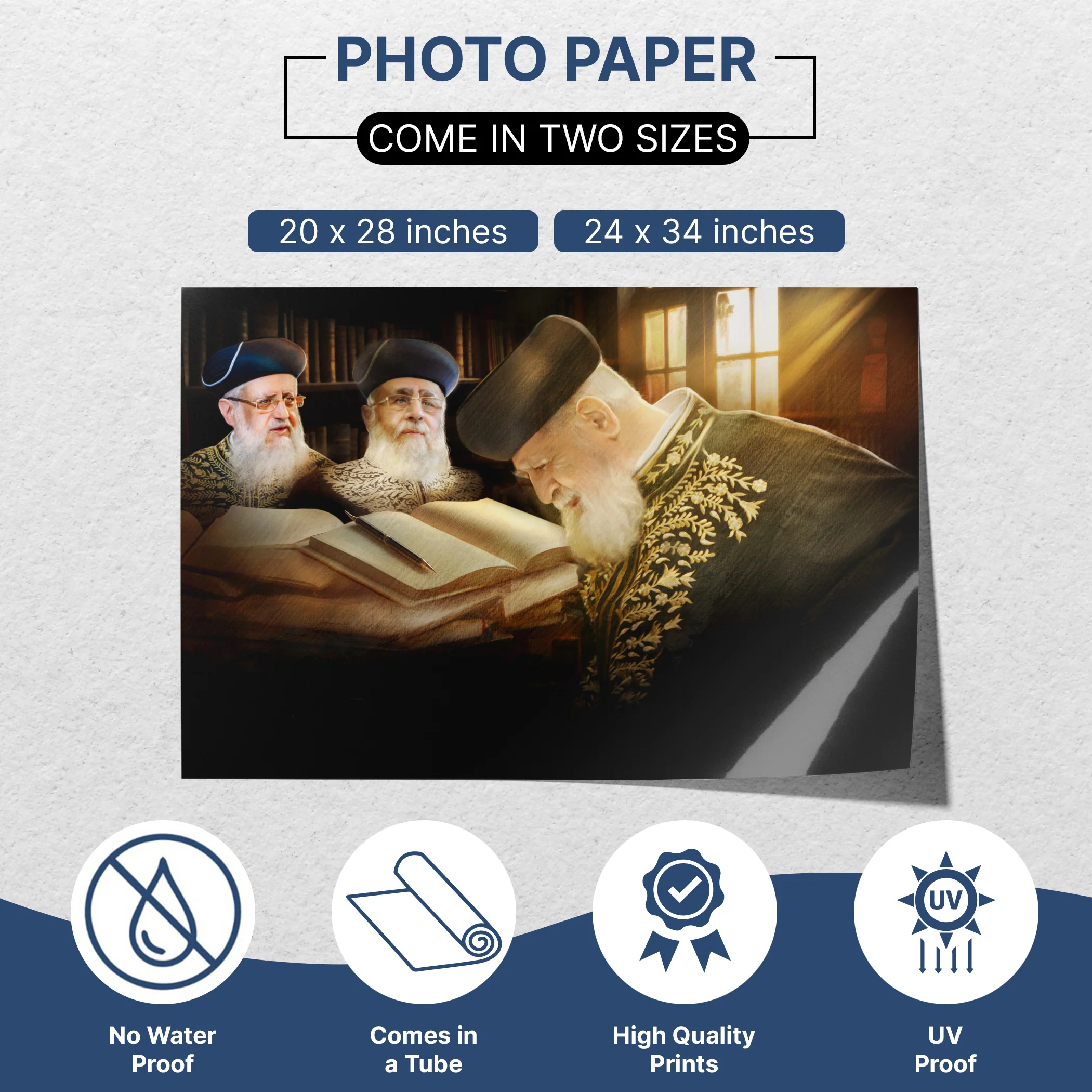 Sukkah D��cor Rabbi Ovadia Yosef & Sons Learning Torah Poster Waterproof UV-Proof