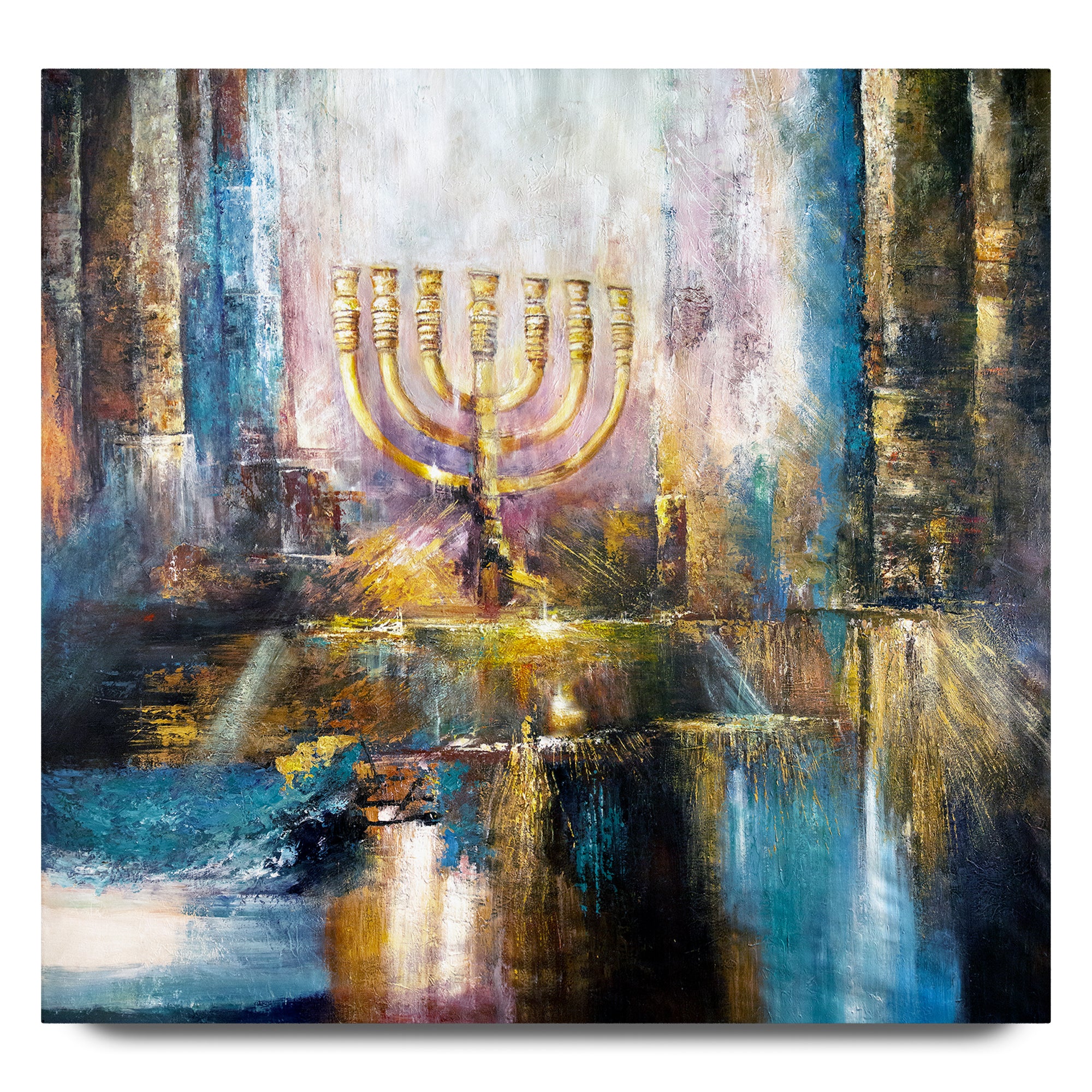 The Menorah - Modern Jewish Art Print of Beit Hamikdash Symbol by Yossi Bitton